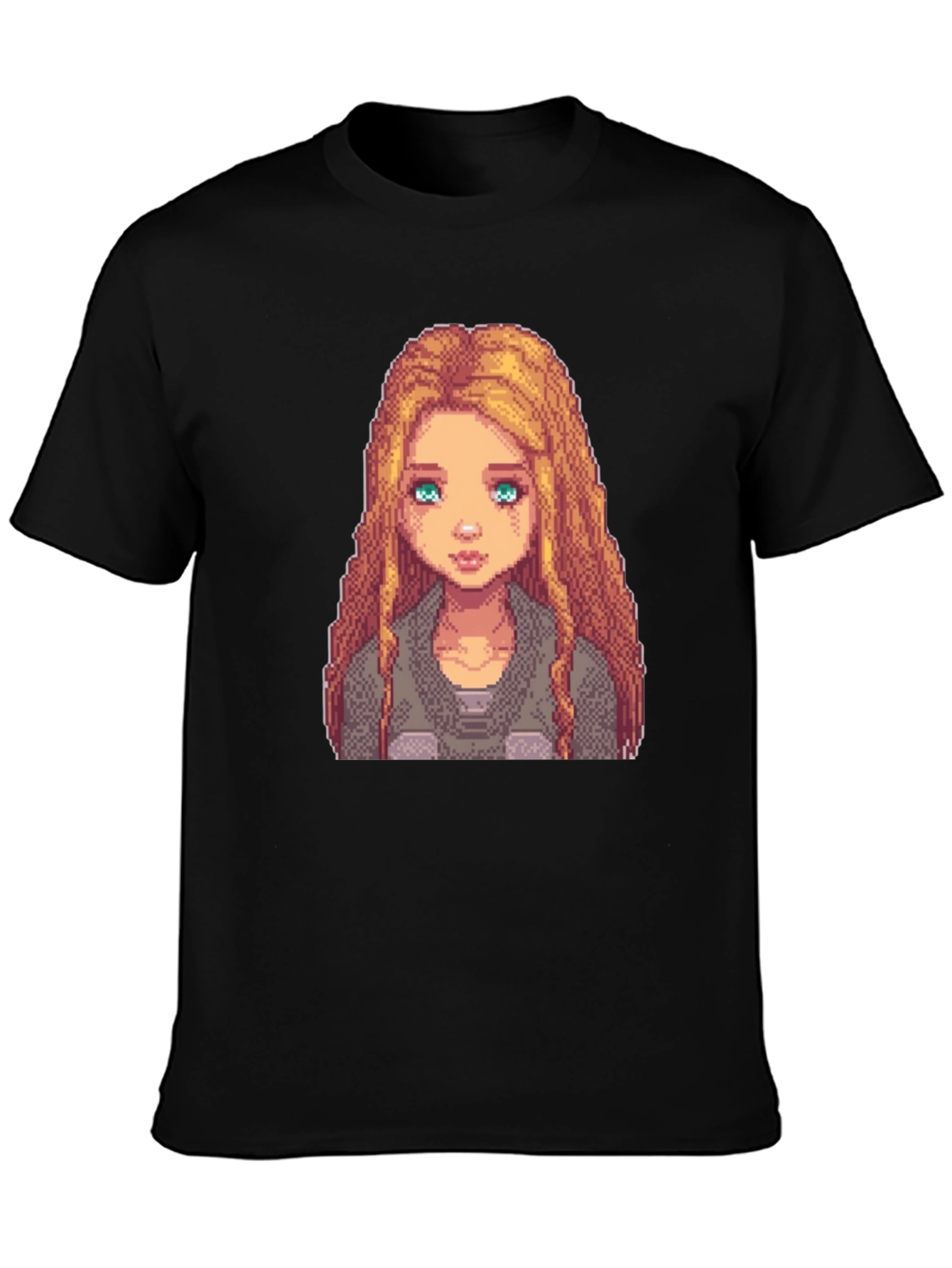 Pixel Art Girl Graphic Tee - Trendy Black T-Shirt