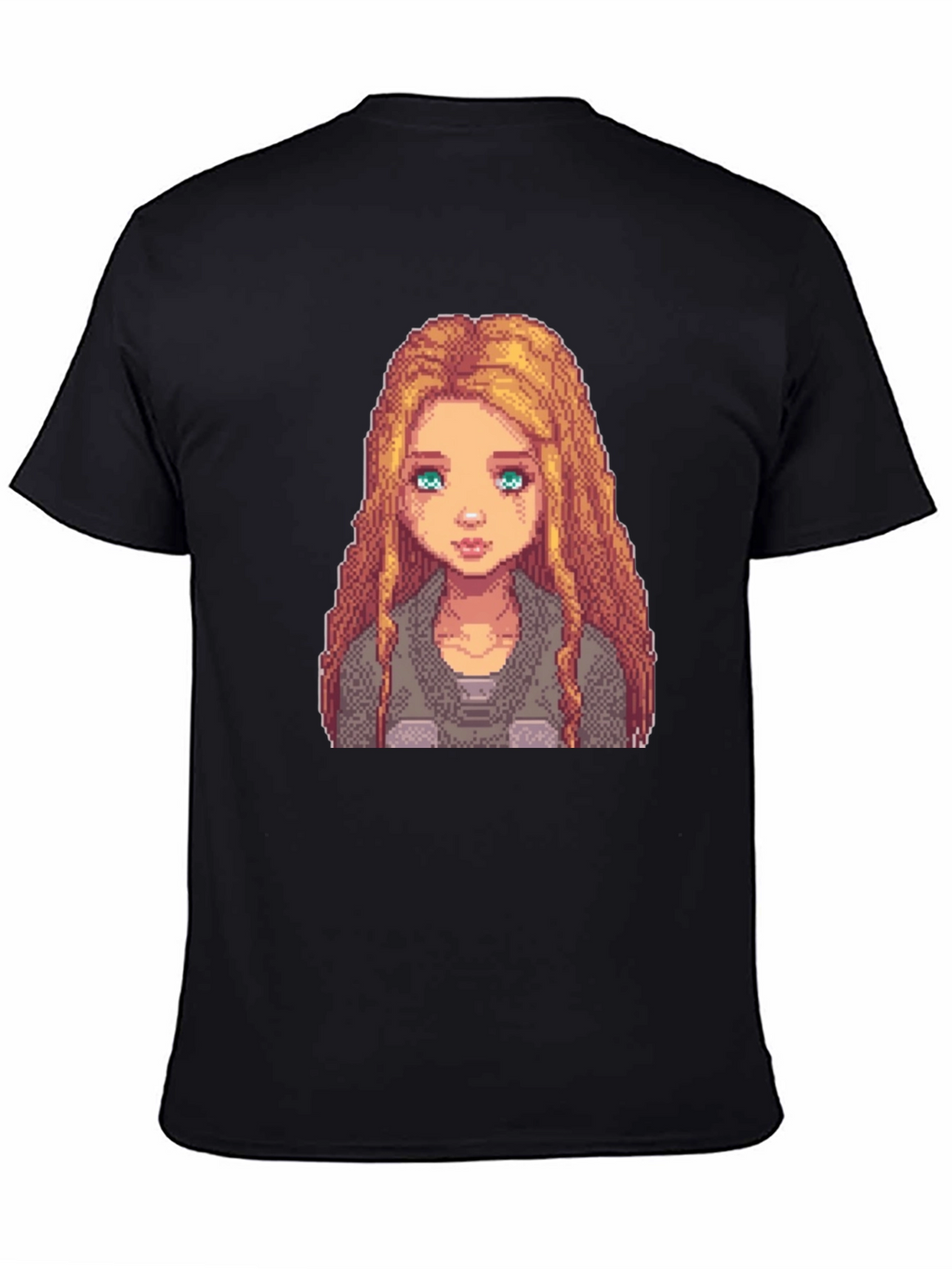 Pixel Art Girl Graphic Tee - Trendy Black T-Shirt
