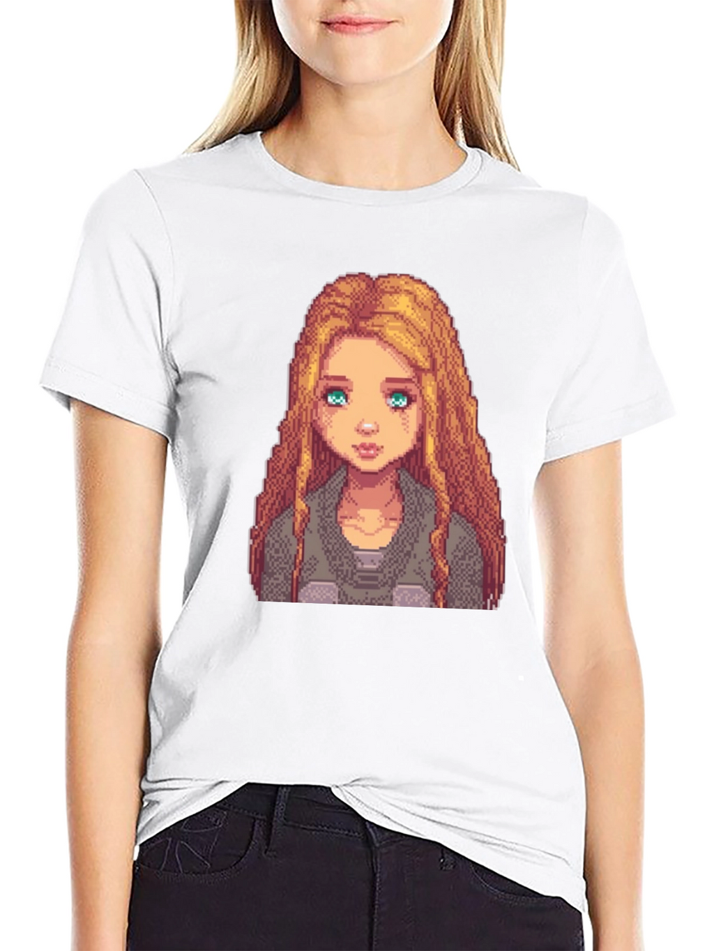 Pixel Art Girl Graphic Tee - Trendy Black T-Shirt