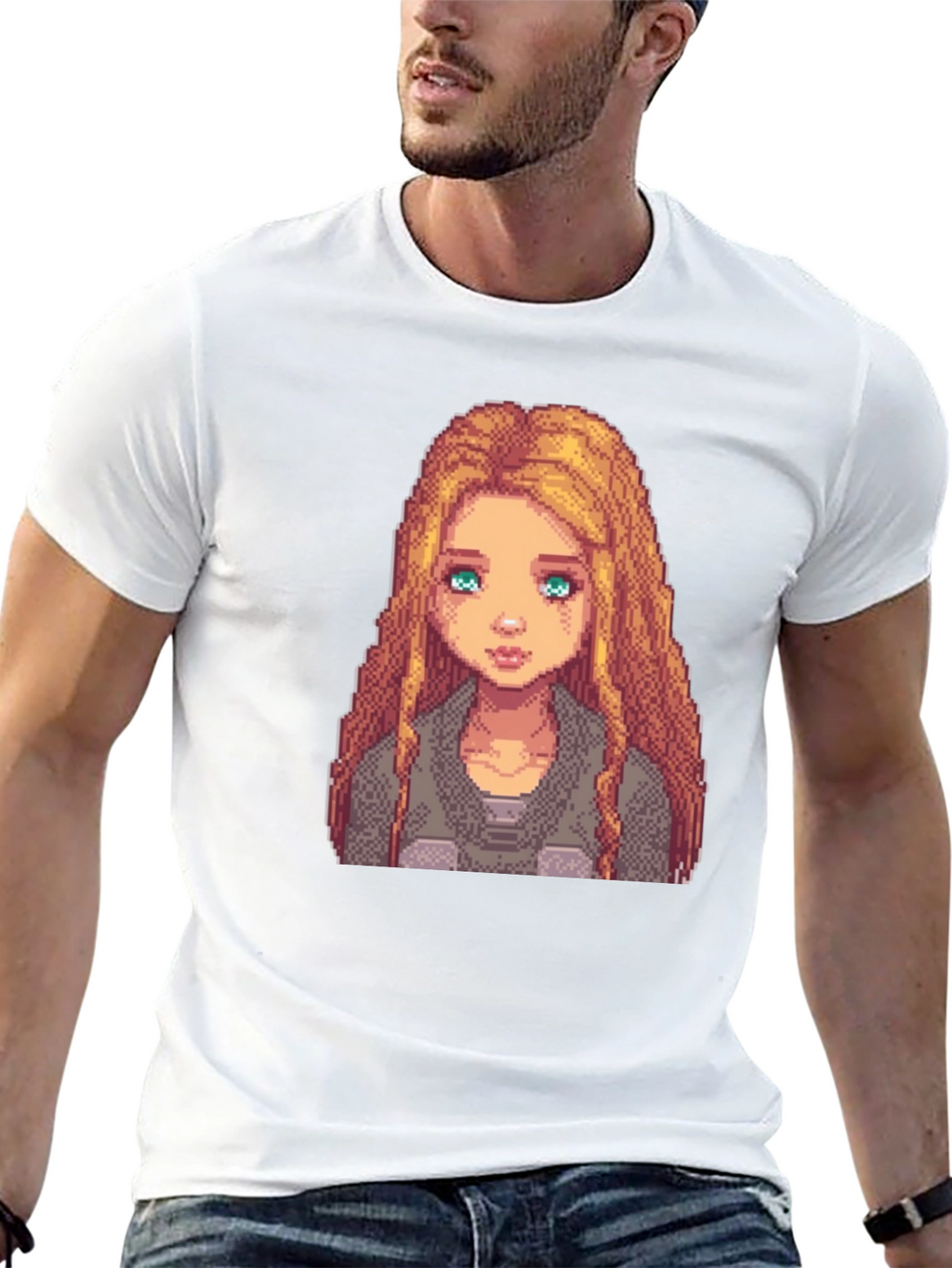 Pixel Art Girl Graphic Tee - Trendy Black T-Shirt