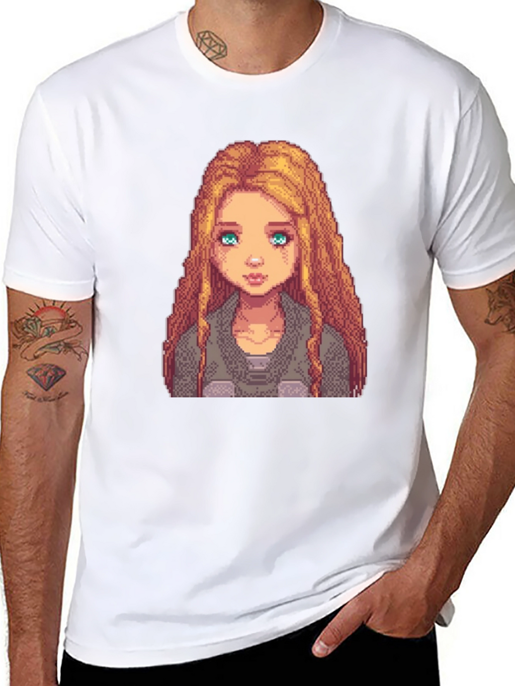 Pixel Art Girl Graphic Tee - Trendy Black T-Shirt