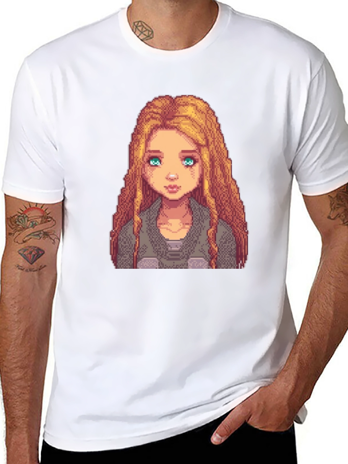 Pixel Art Girl Graphic Tee - Trendy Black T-Shirt