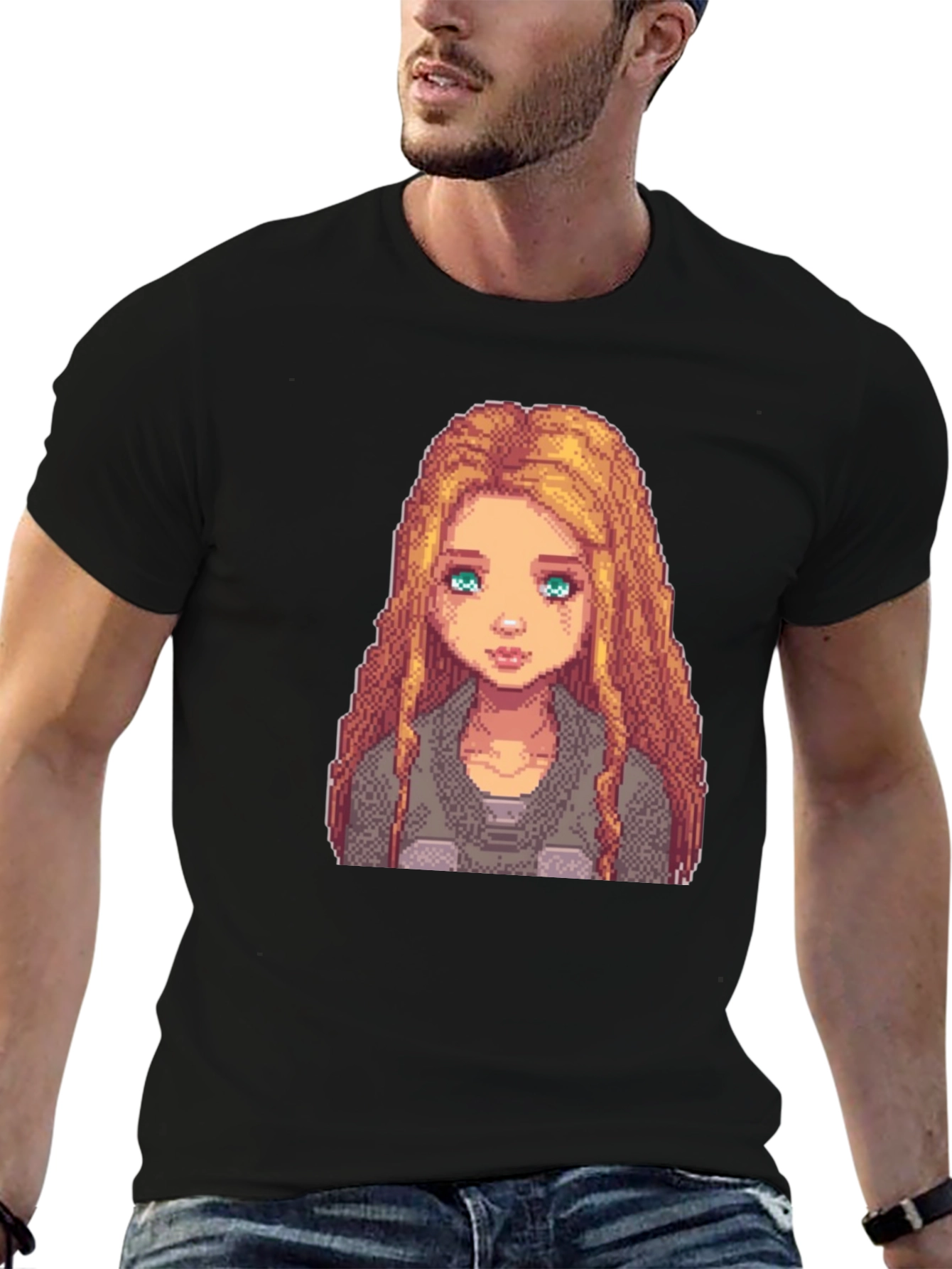 Pixel Art Girl Graphic Tee - Trendy Black T-Shirt
