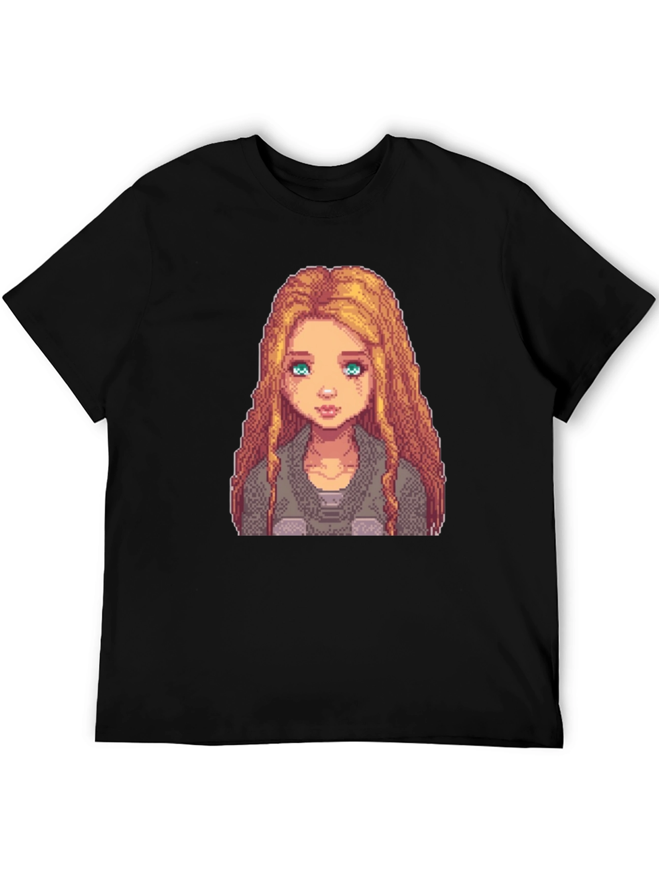 Pixel Art Girl Graphic Tee - Trendy Black T-Shirt