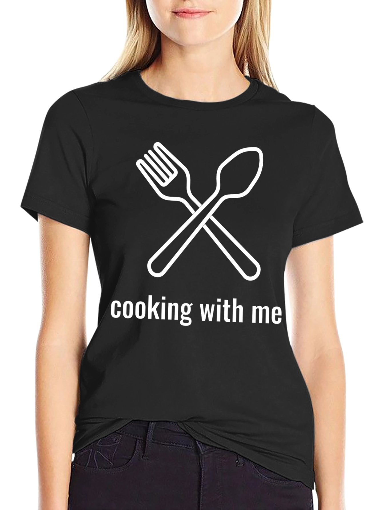 Cooking With Me T-Shirt - Fork & Spoon Design