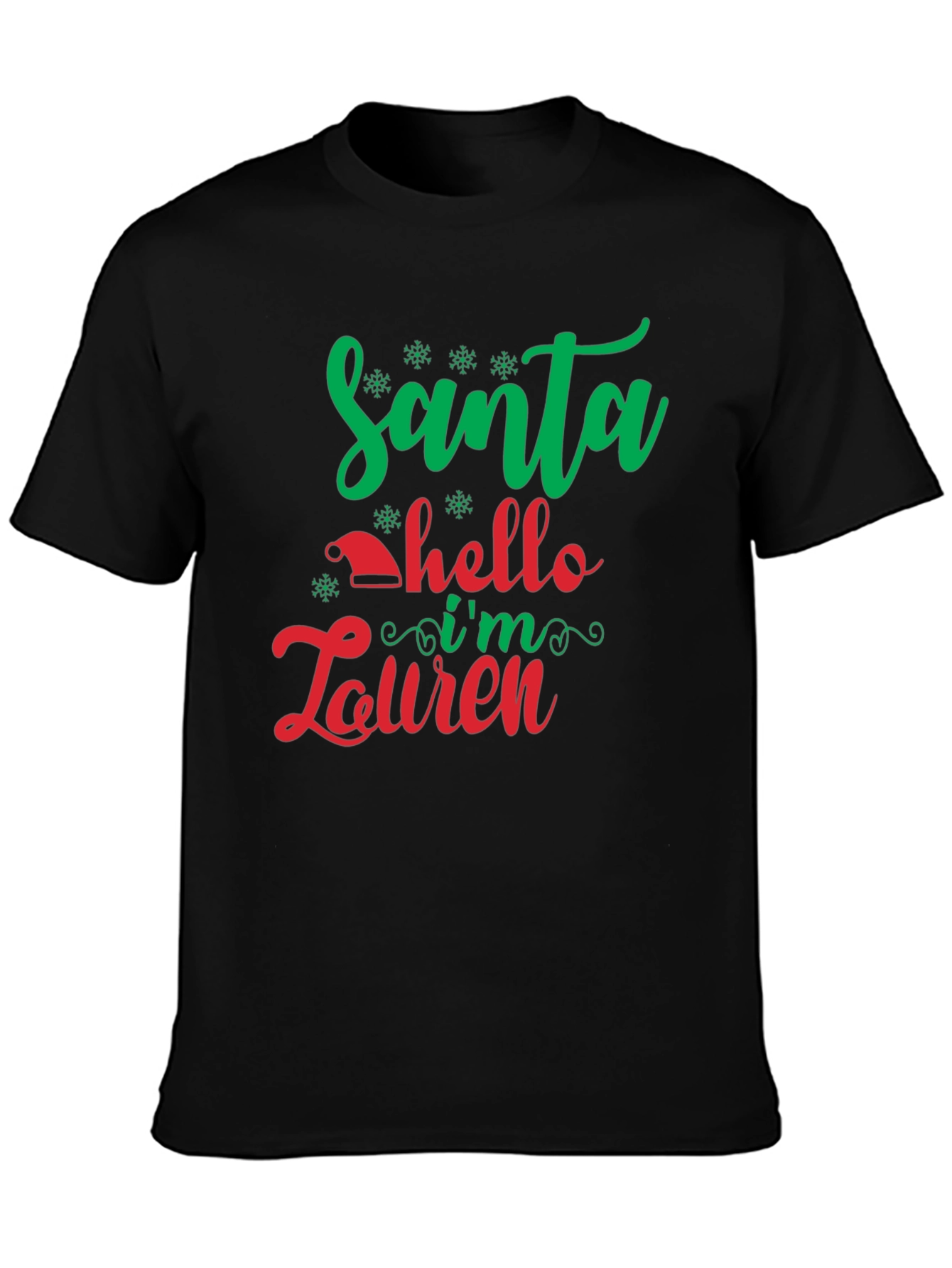 Santa Hello Im Lauren Black T-Shirt