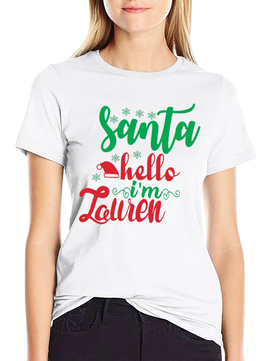 Santa Hello Im Lauren Black T-Shirt
