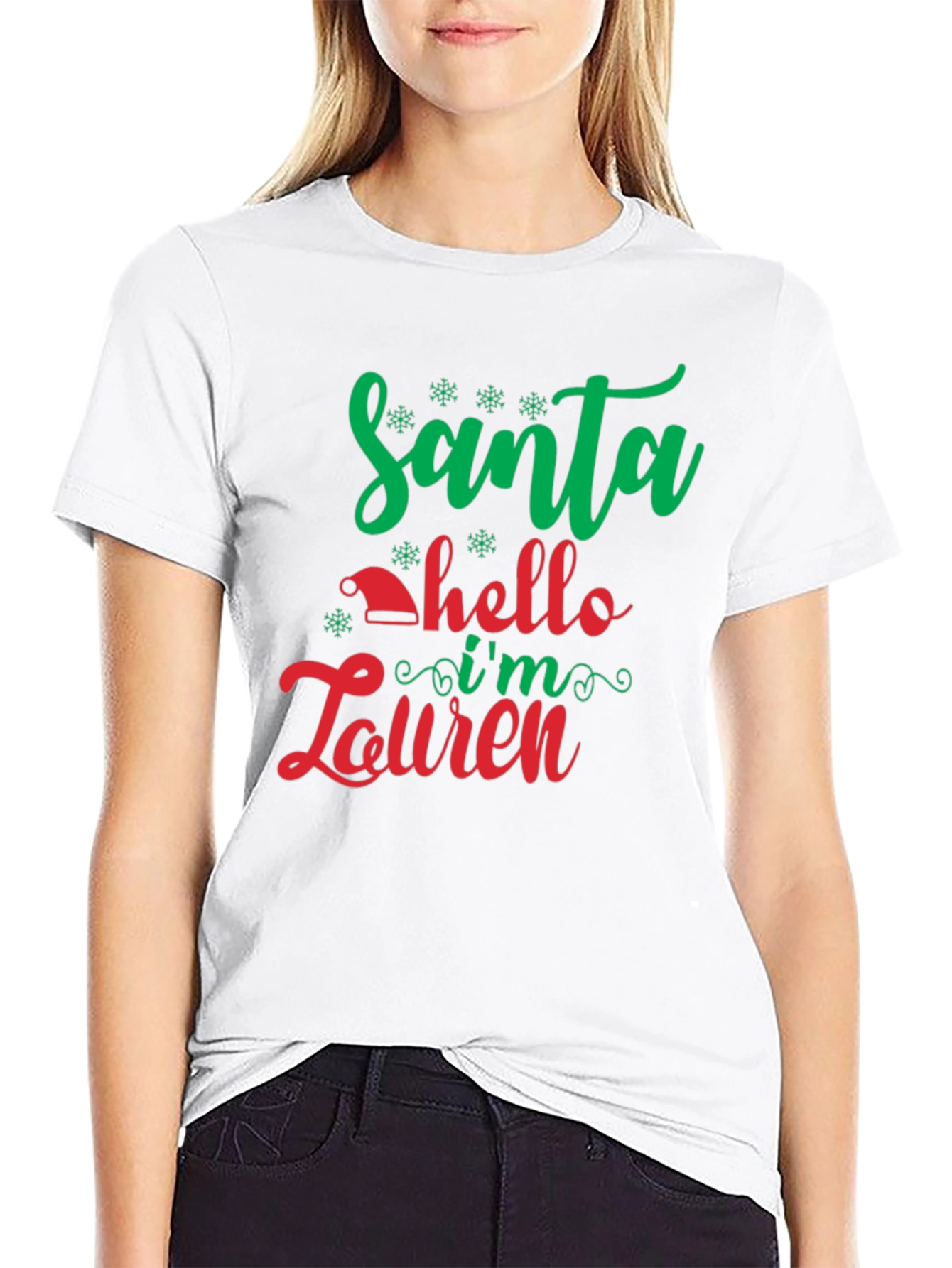 Santa Hello Im Lauren Black T-Shirt