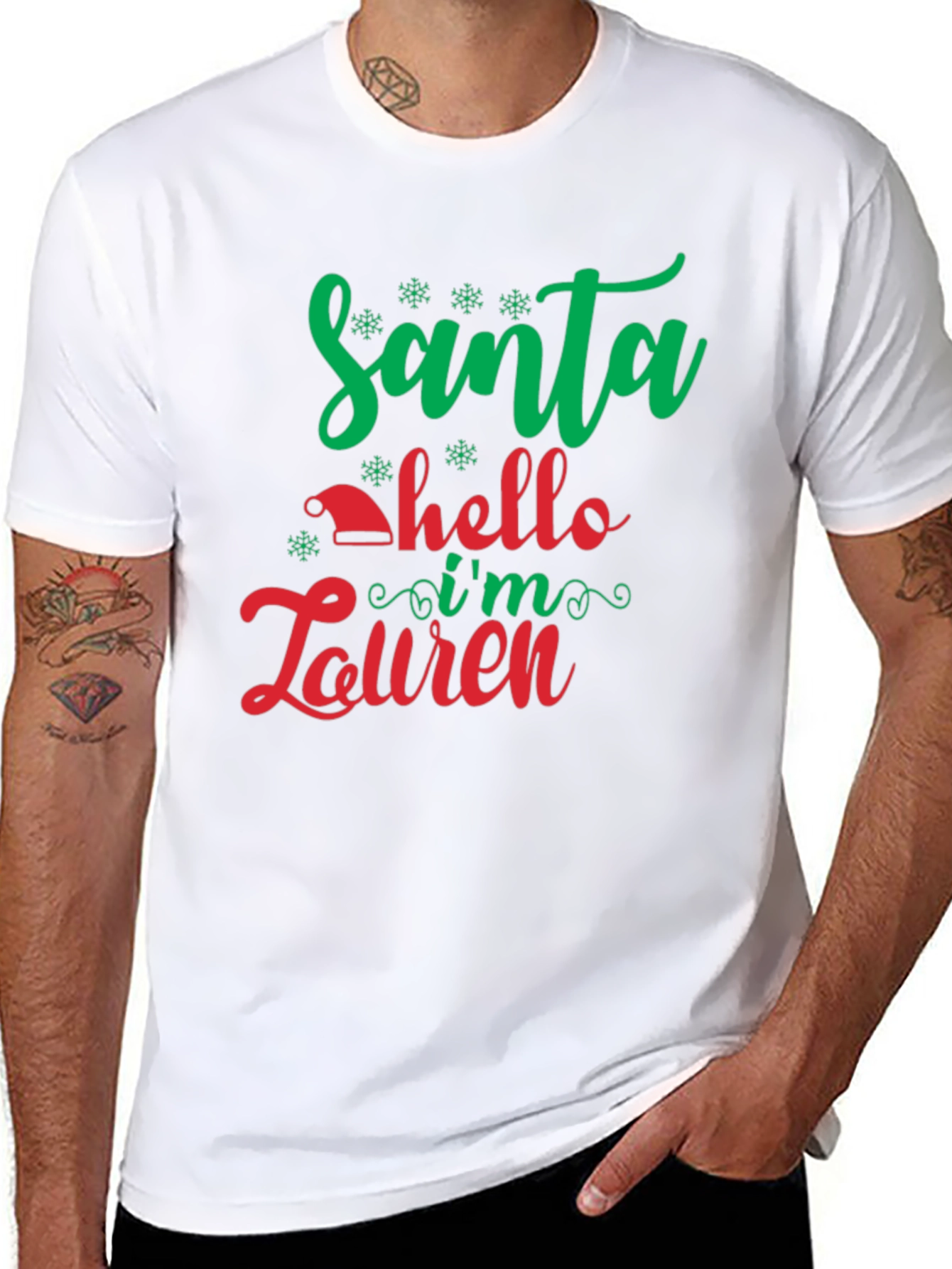 Santa Hello Im Lauren Black T-Shirt