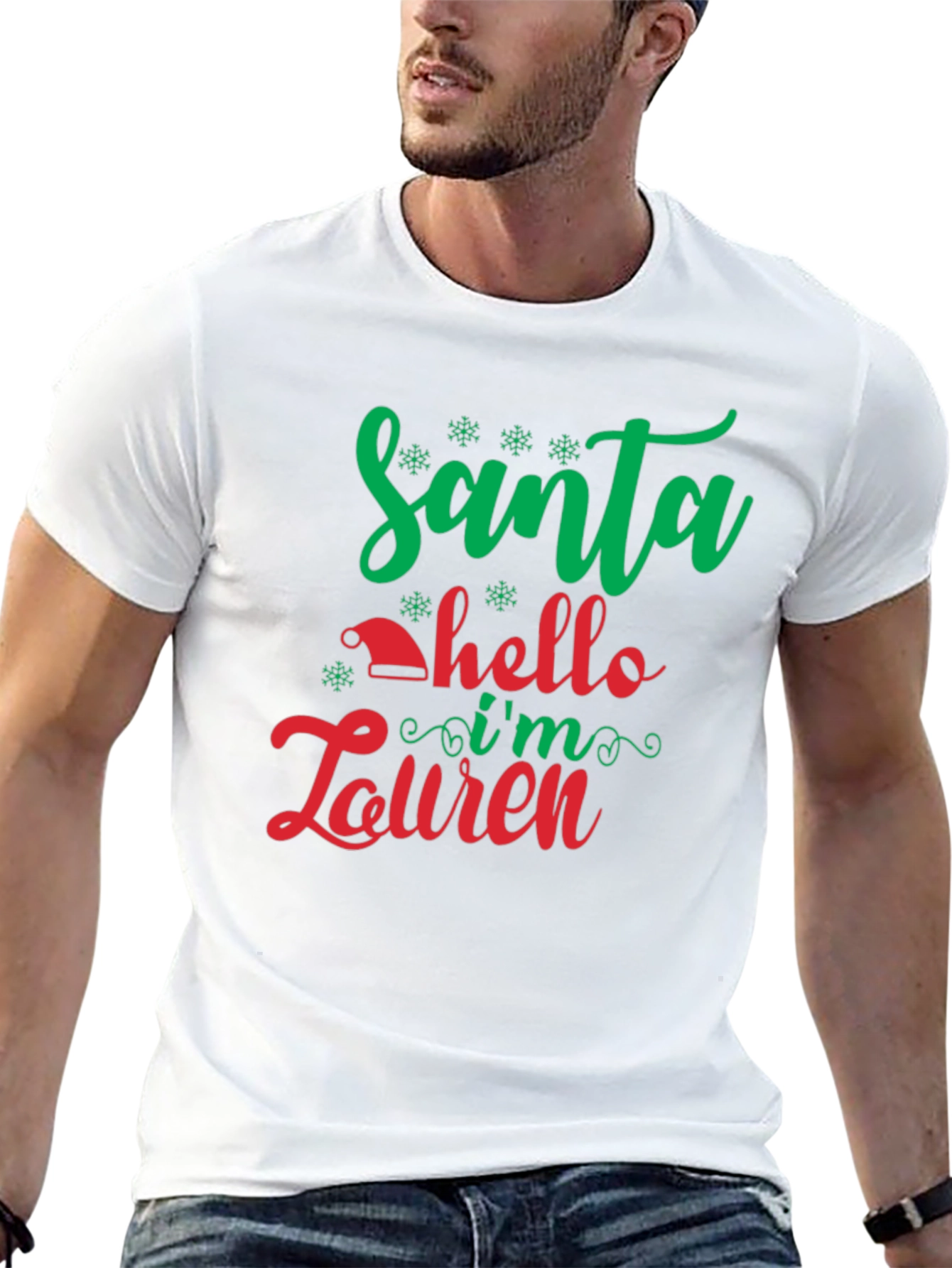 Santa Hello Im Lauren Black T-Shirt