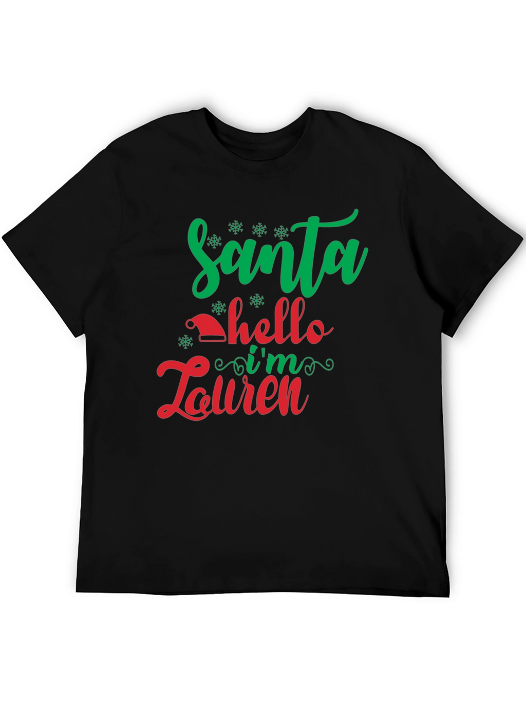 Santa Hello Im Lauren Black T-Shirt