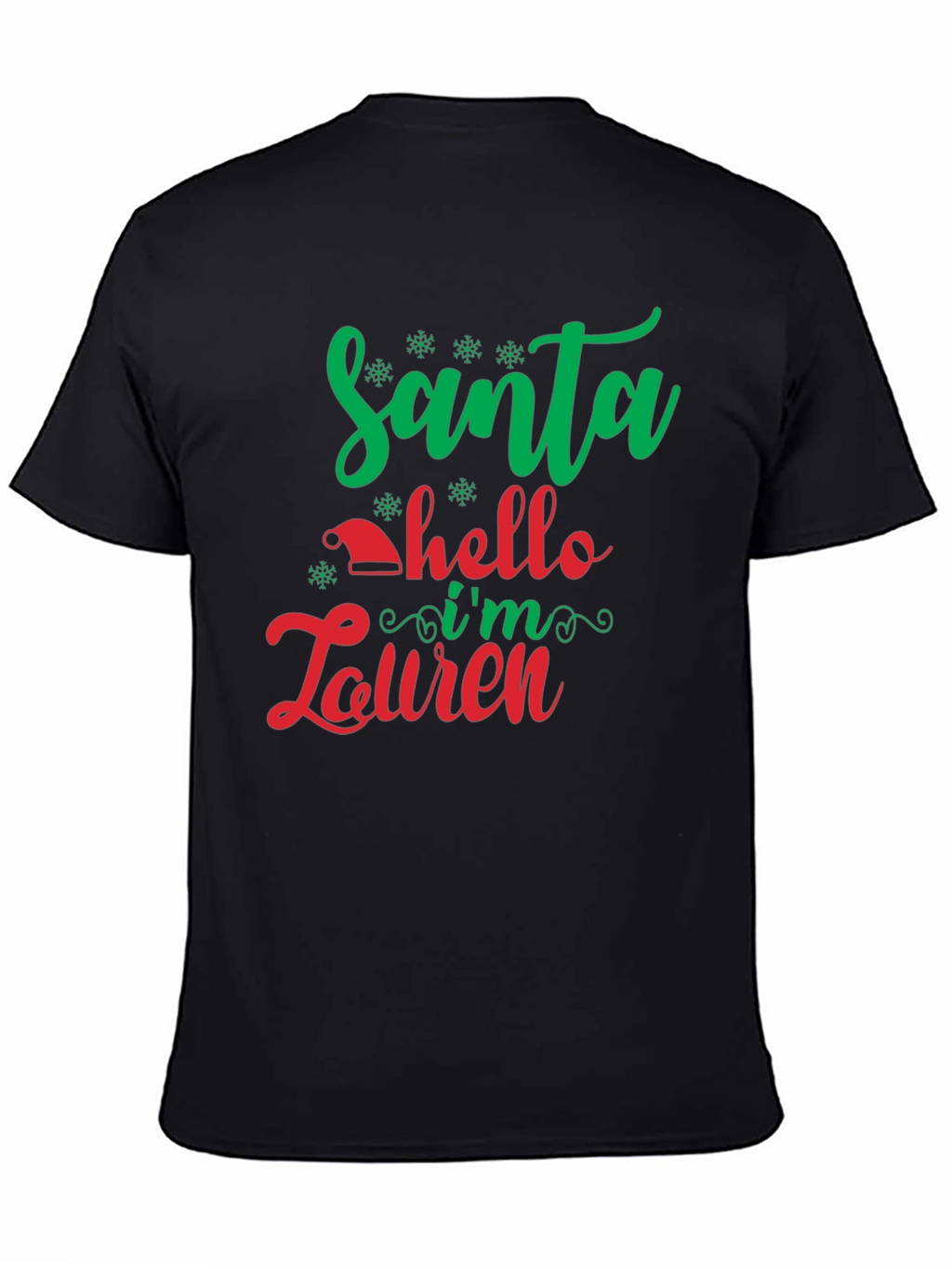 Santa Hello Im Lauren Black T-Shirt