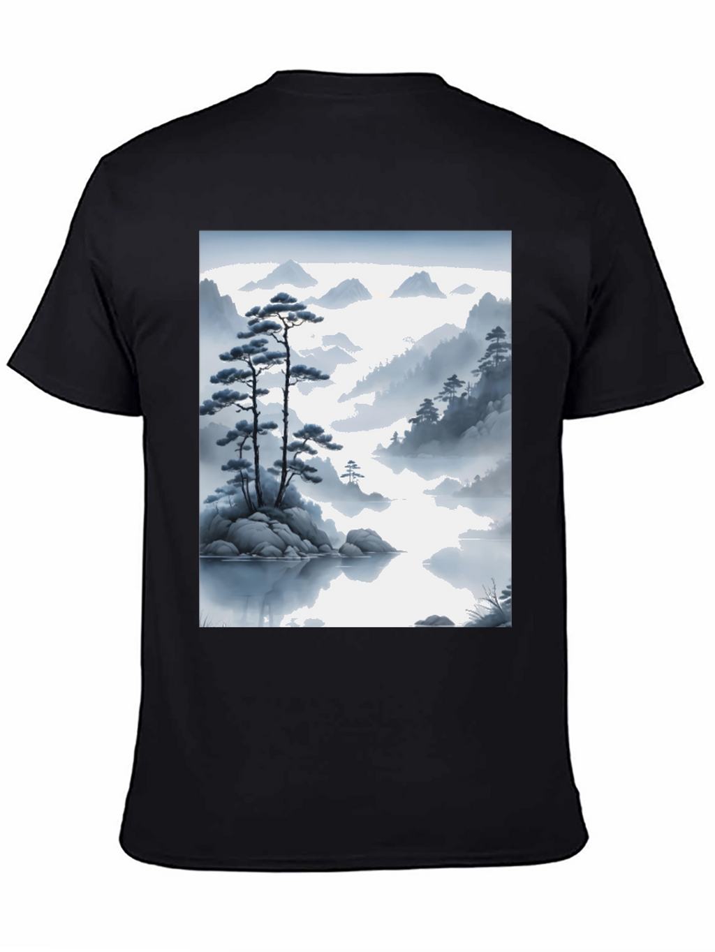 Zen Mountainscape T-Shirt - Artistic Japanese Inspired Design
