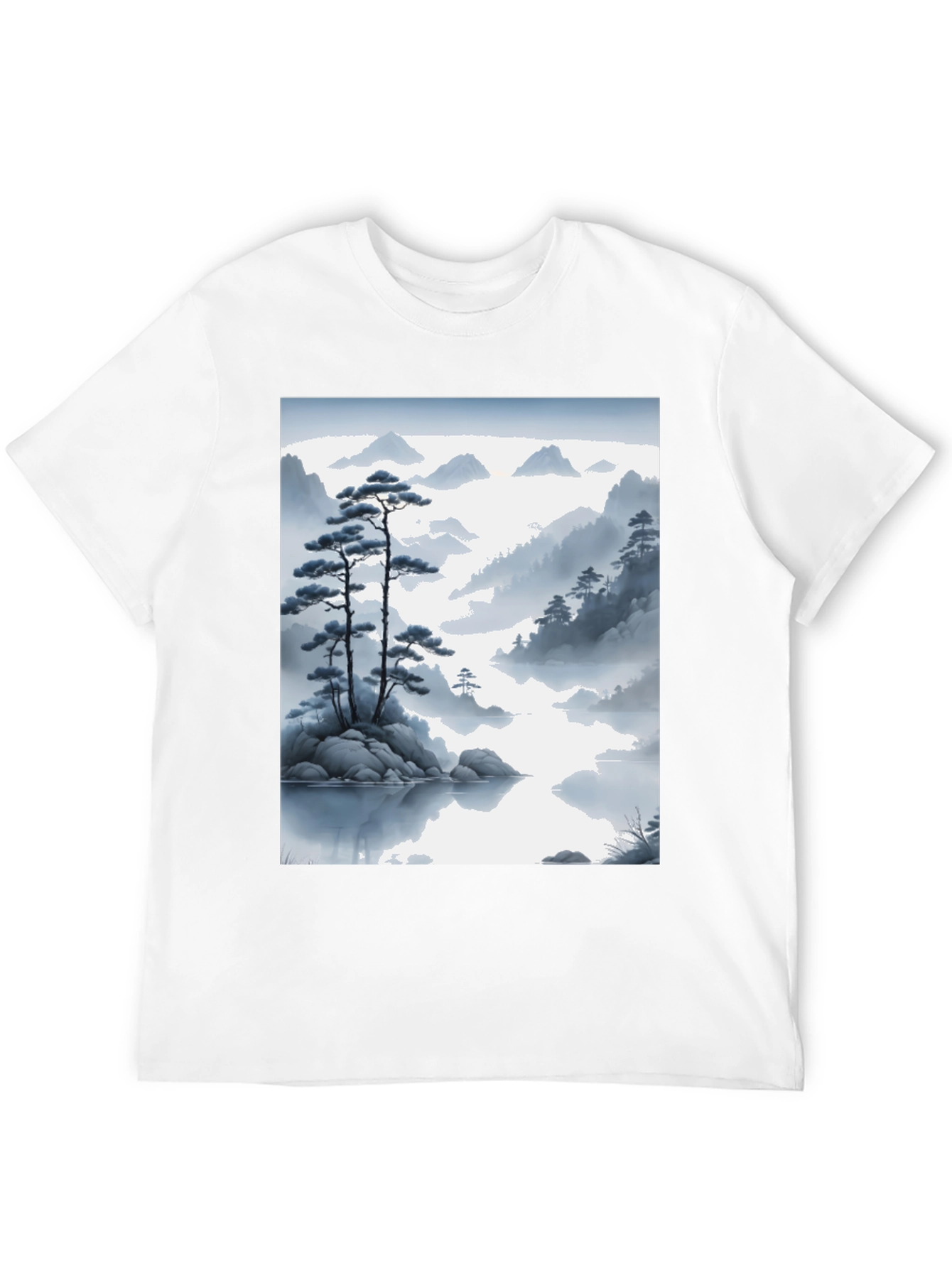 Zen Mountainscape T-Shirt - Artistic Japanese Inspired Design