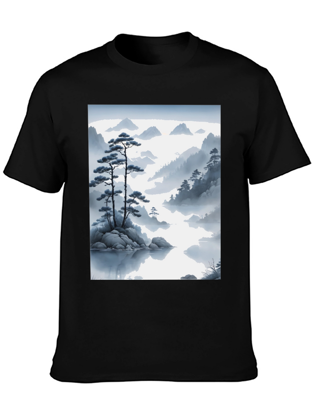 Zen Mountainscape T-Shirt - Artistic Japanese Inspired Design