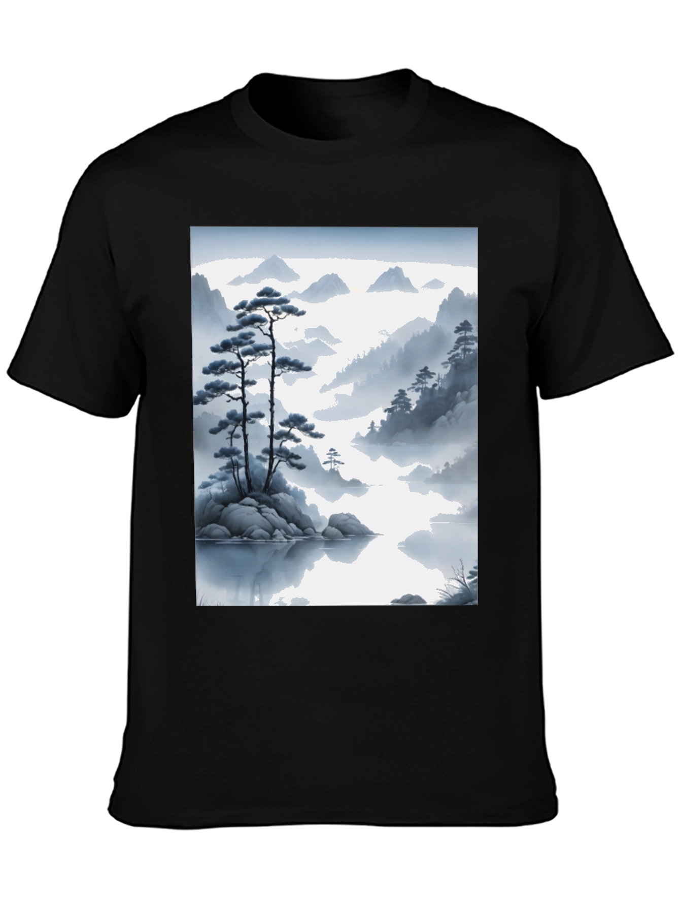 Zen Mountainscape T-Shirt - Artistic Japanese Inspired Design