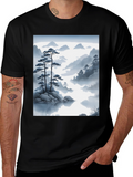 Zen Mountainscape T-Shirt - Artistic Japanese Inspired Design