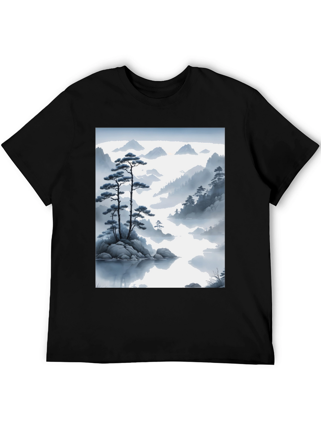 Zen Mountainscape T-Shirt - Artistic Japanese Inspired Design