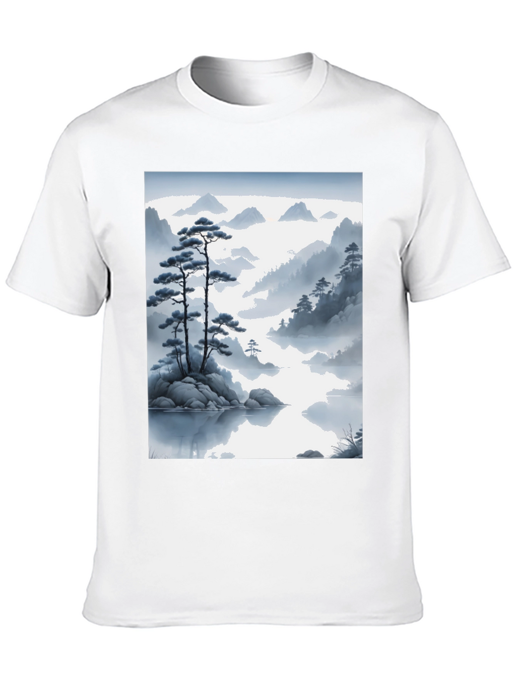 Zen Mountainscape T-Shirt - Artistic Japanese Inspired Design
