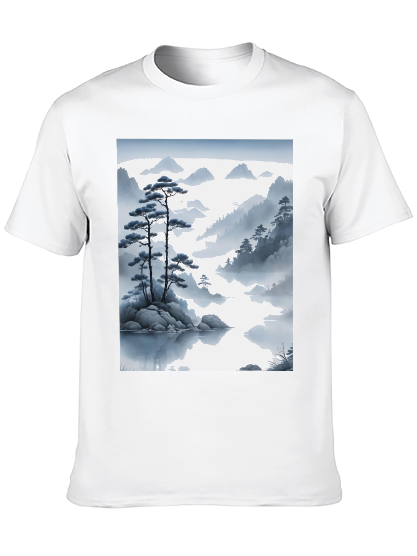 Zen Mountainscape T-Shirt - Artistic Japanese Inspired Design