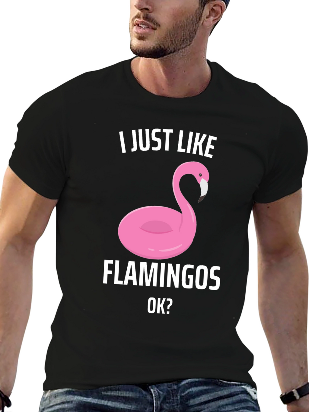 Funny Flamingo Graphic T-Shirt - I Just Like Flamingos