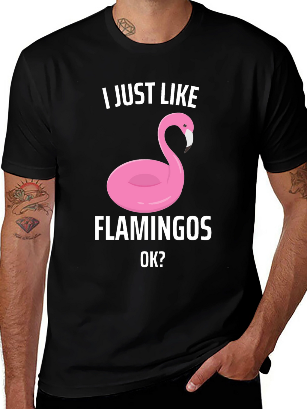 Funny Flamingo Graphic T-Shirt - I Just Like Flamingos