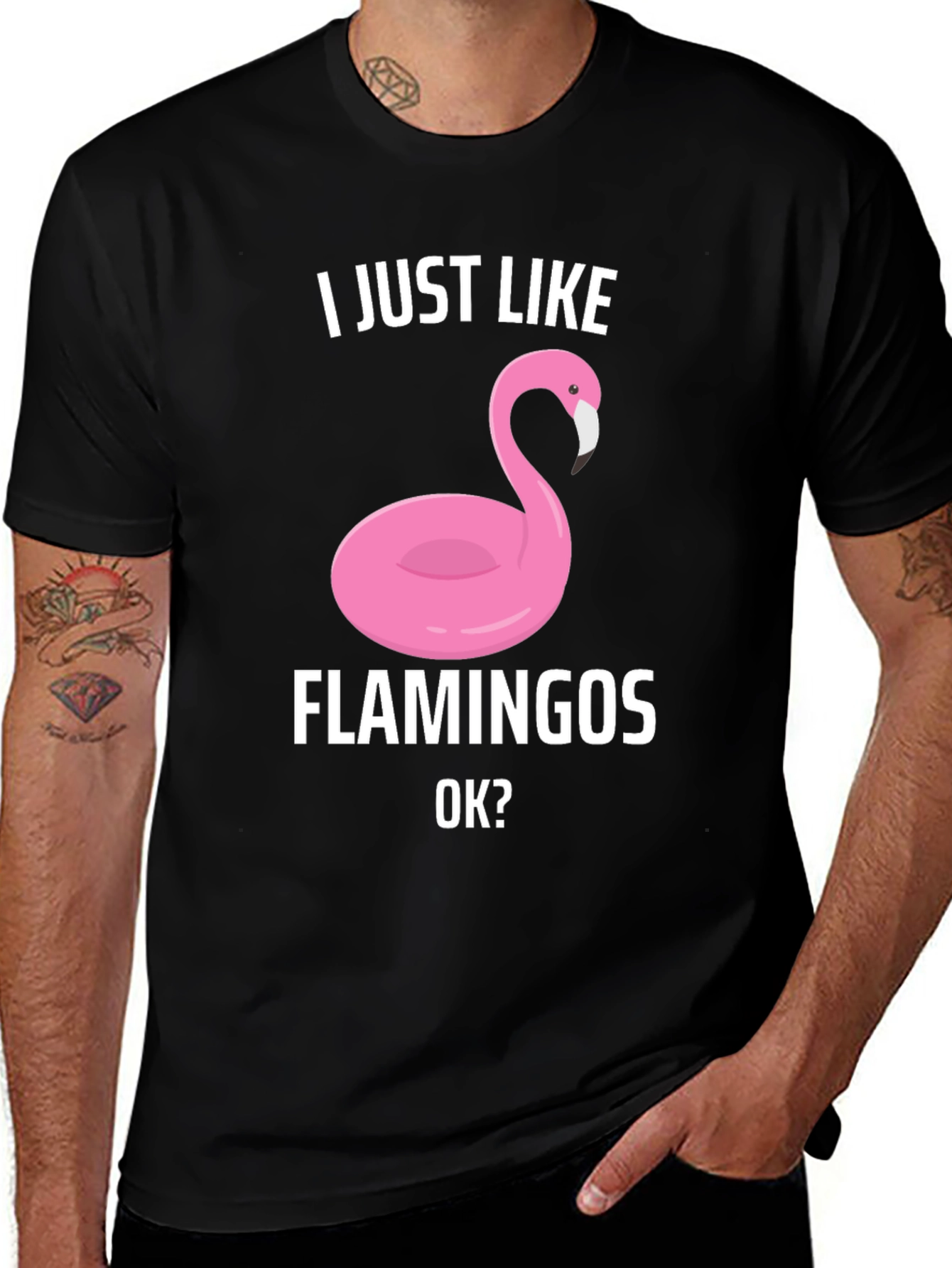 Funny Flamingo Graphic T-Shirt - I Just Like Flamingos