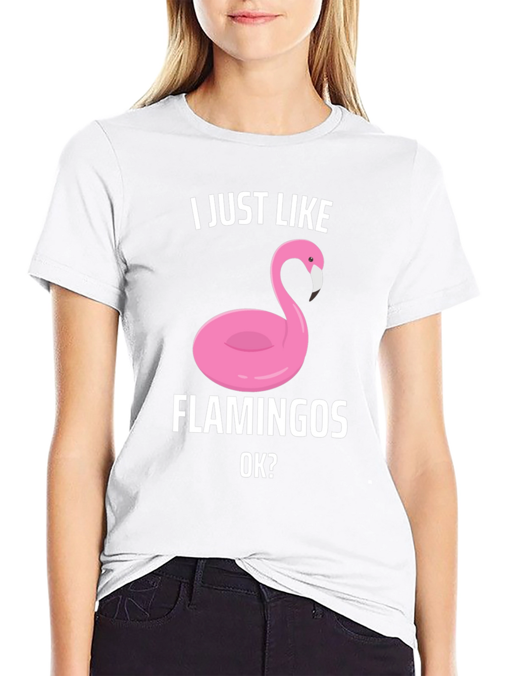 Funny Flamingo Graphic T-Shirt - I Just Like Flamingos