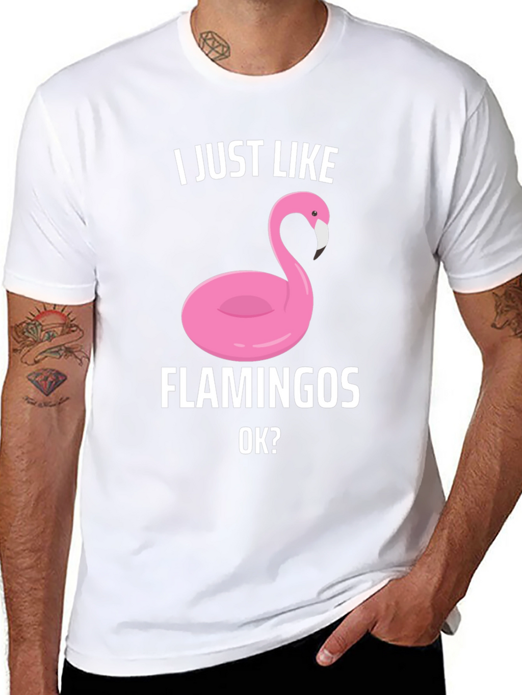 Funny Flamingo Graphic T-Shirt - I Just Like Flamingos