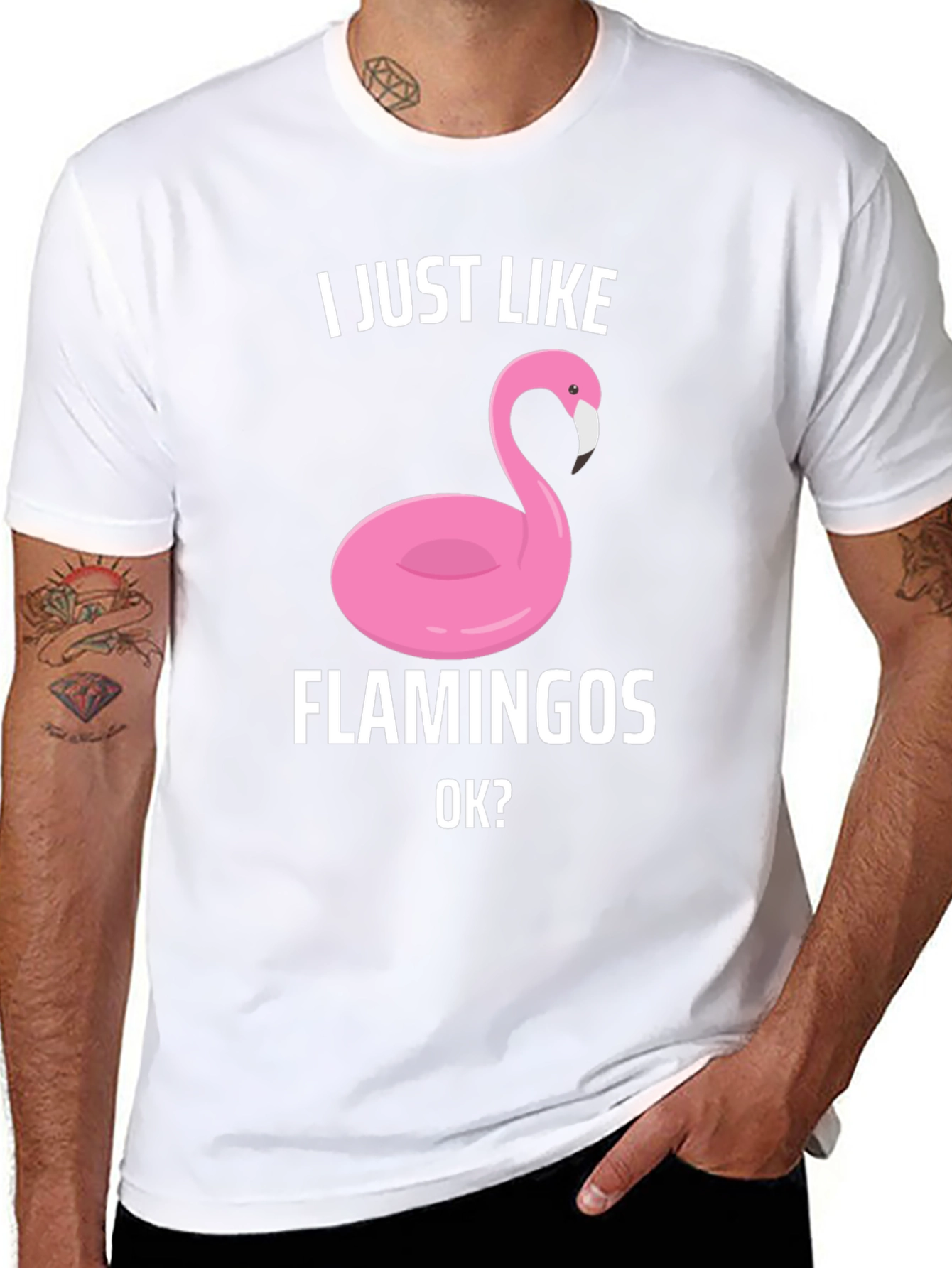 Funny Flamingo Graphic T-Shirt - I Just Like Flamingos