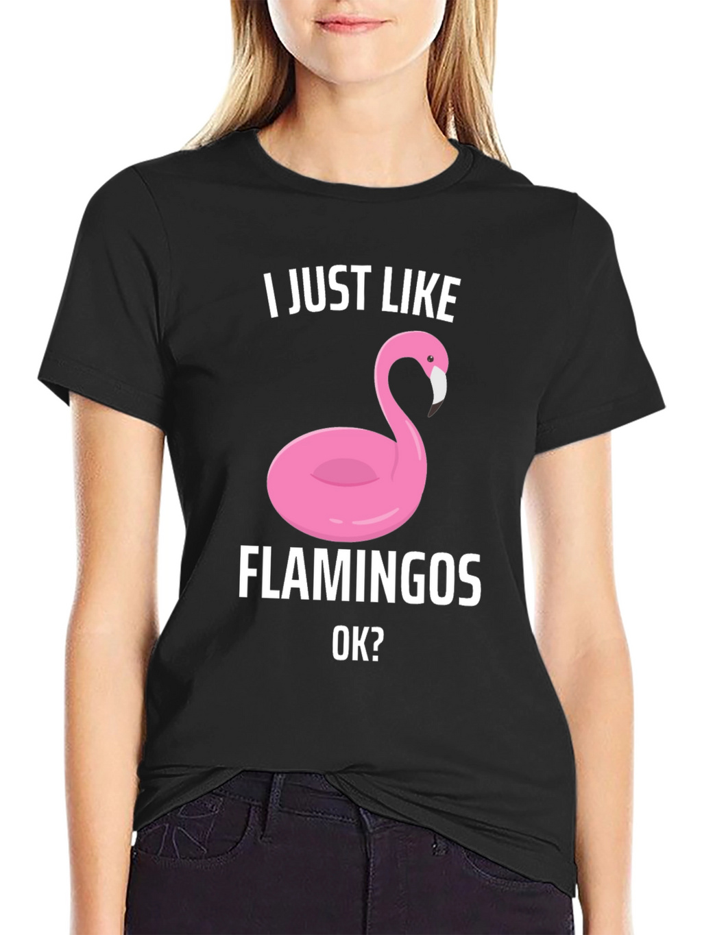 Funny Flamingo Graphic T-Shirt - I Just Like Flamingos