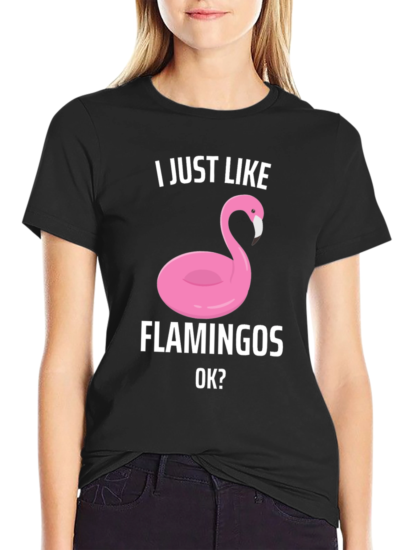 Funny Flamingo Graphic T-Shirt - I Just Like Flamingos