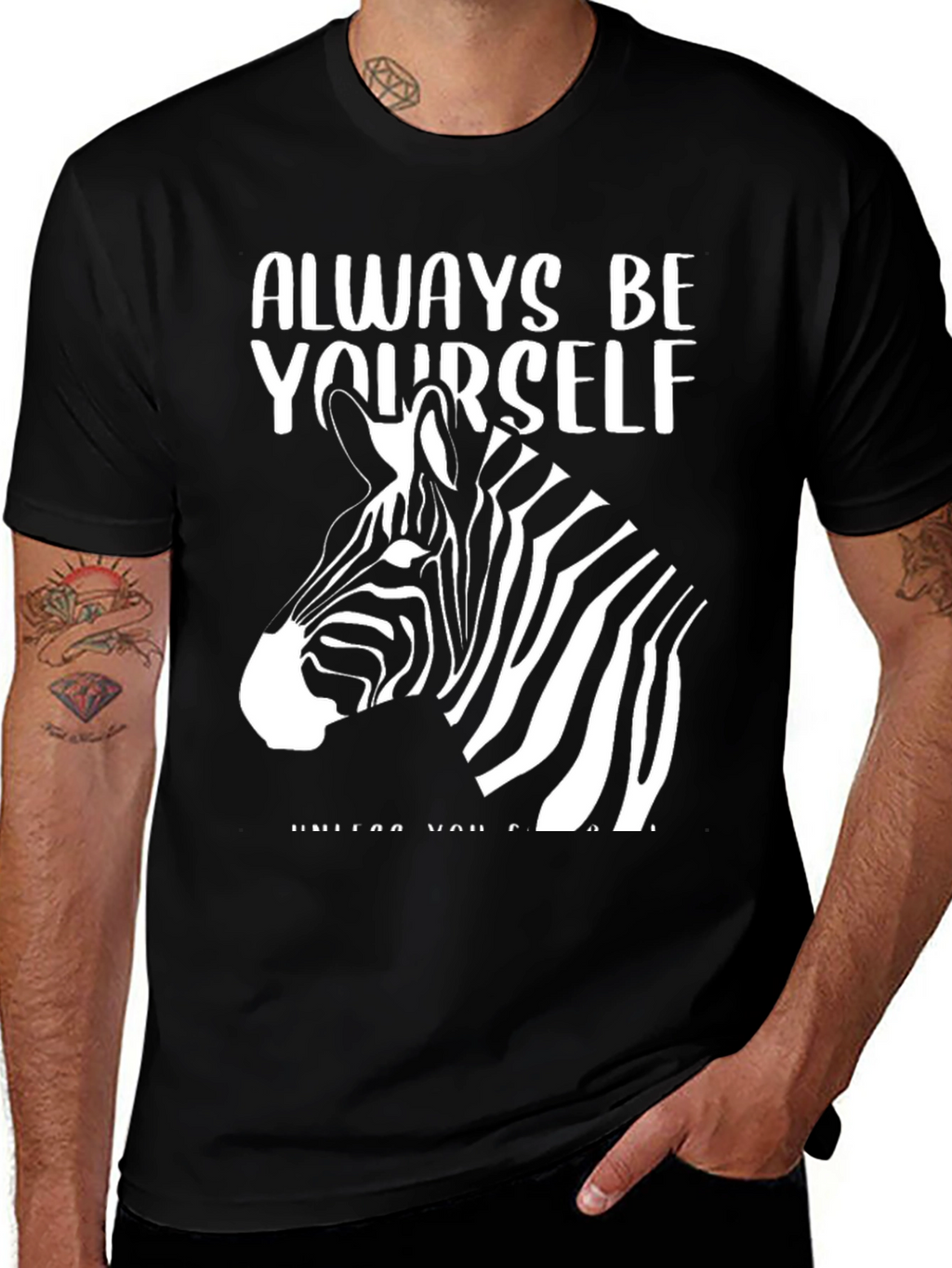 Always Be Yourself Zebra T-Shirt - Black