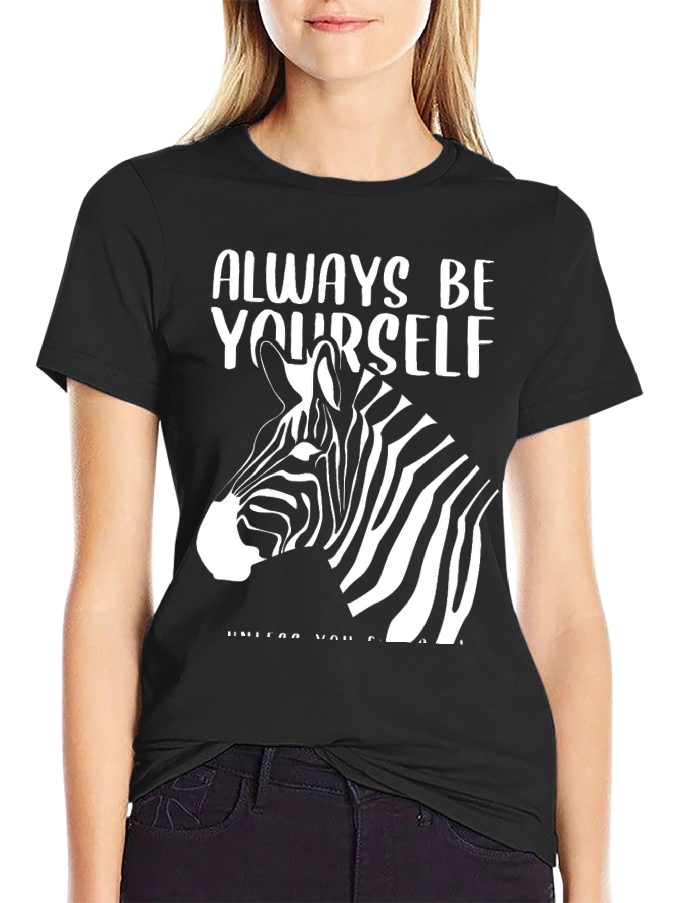 Always Be Yourself Zebra T-Shirt - Black