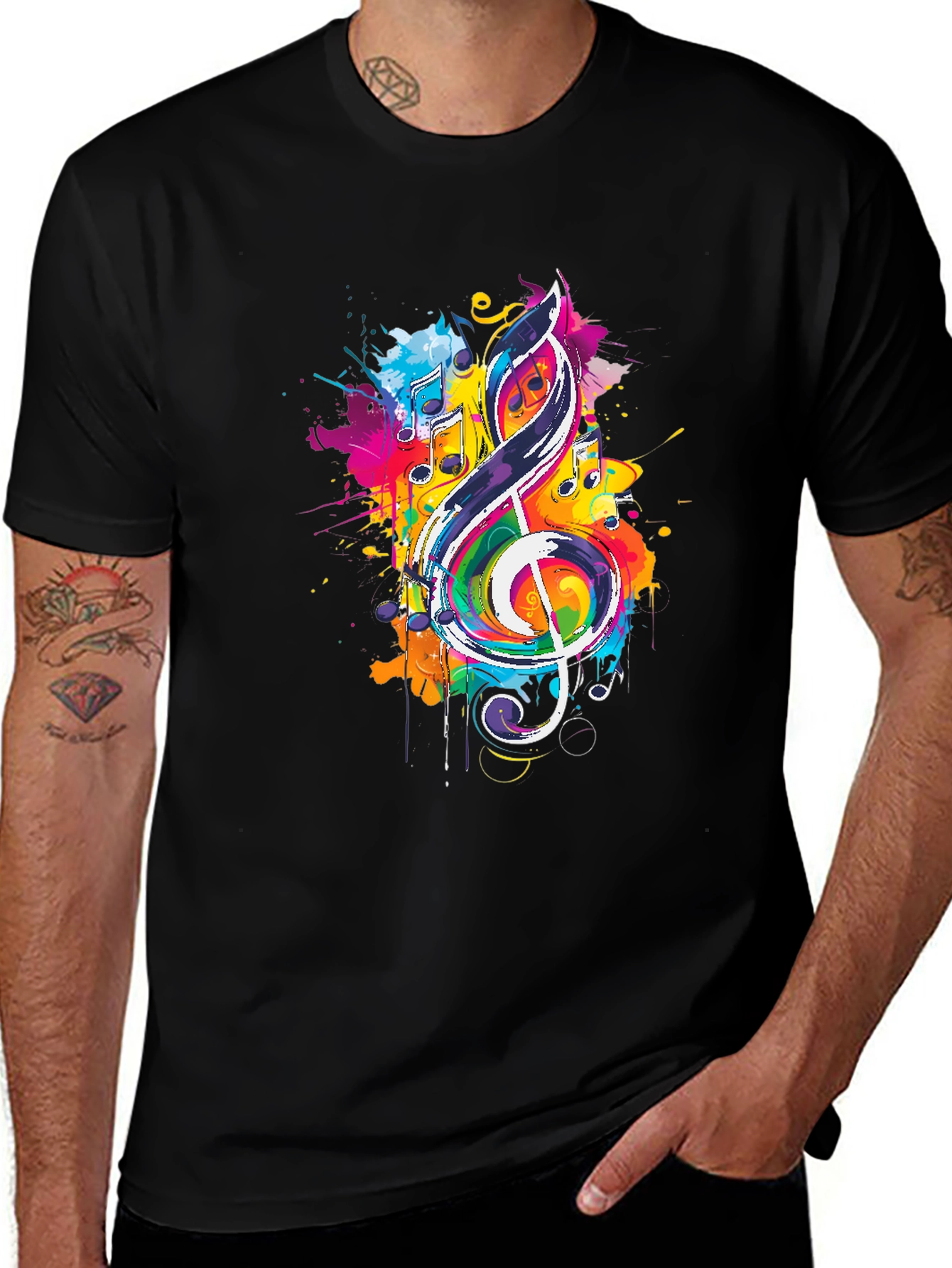 Colorful Music Note Graphic T-Shirt