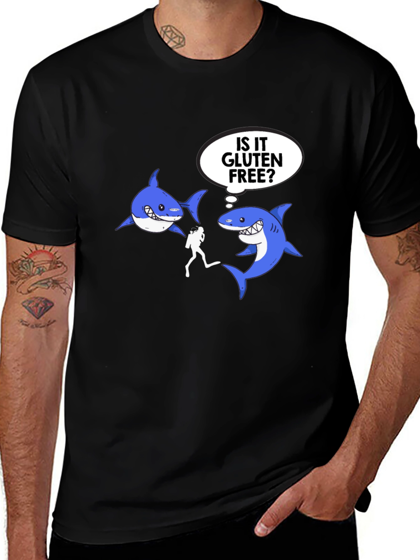 Gluten-Free Shark T-Shirt Diver Funny Design