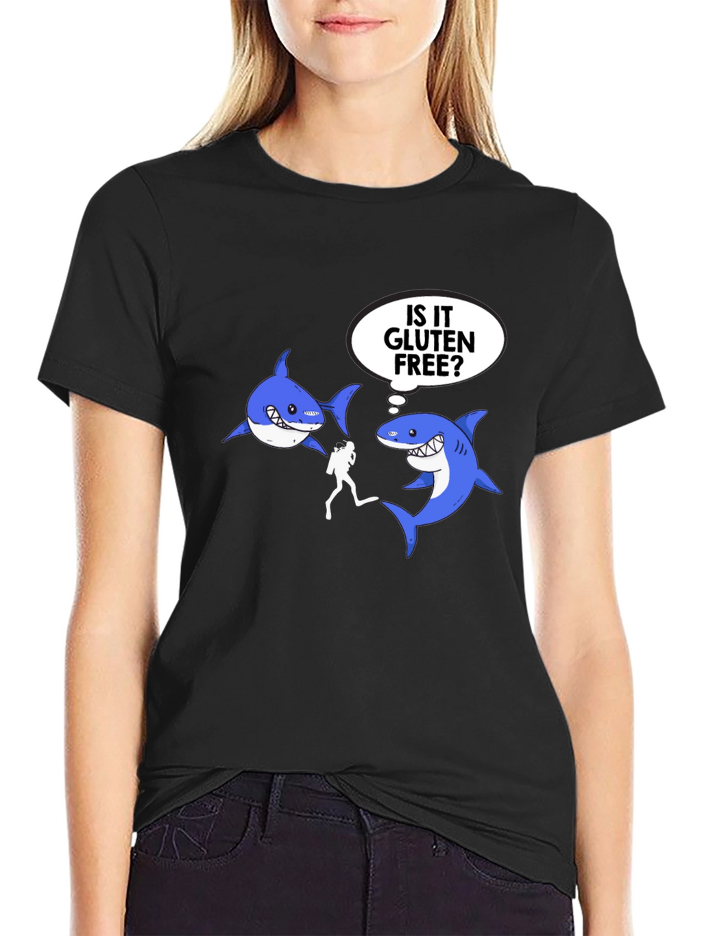 Gluten-Free Shark T-Shirt Diver Funny Design