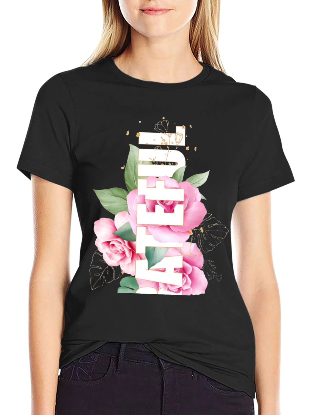 Floral After You Black T-Shirt