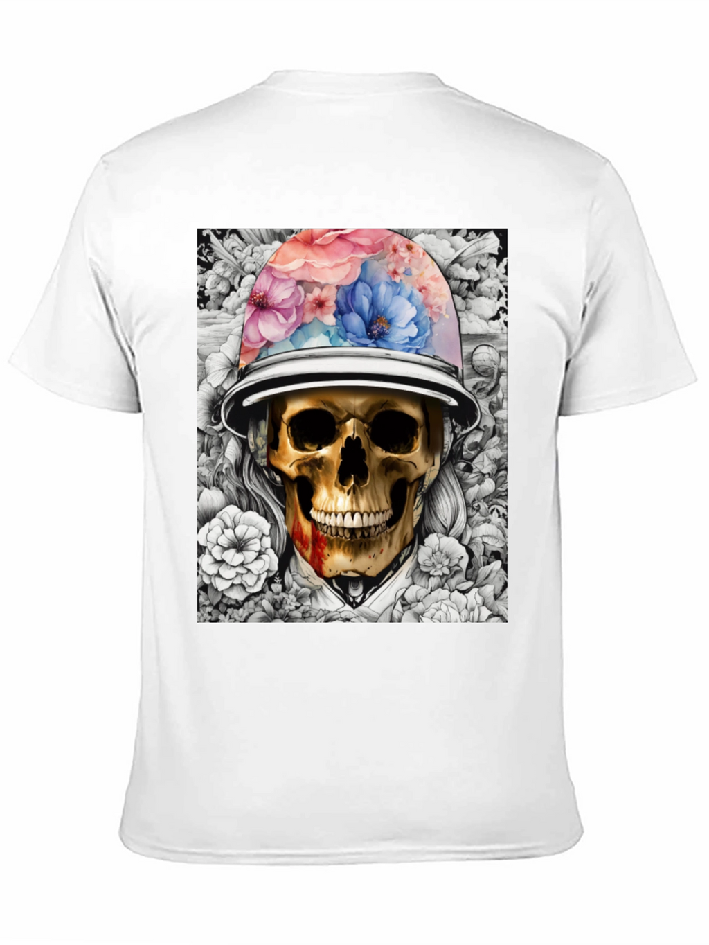 Skull & Flowers Graphic T-Shirt - Edgy Style