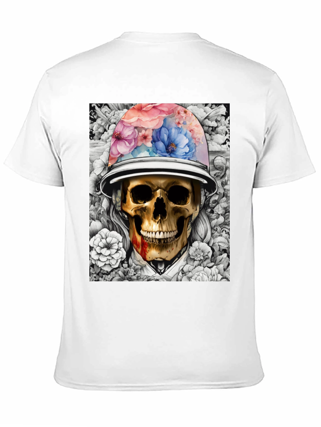 Skull & Flowers Graphic T-Shirt - Edgy Style