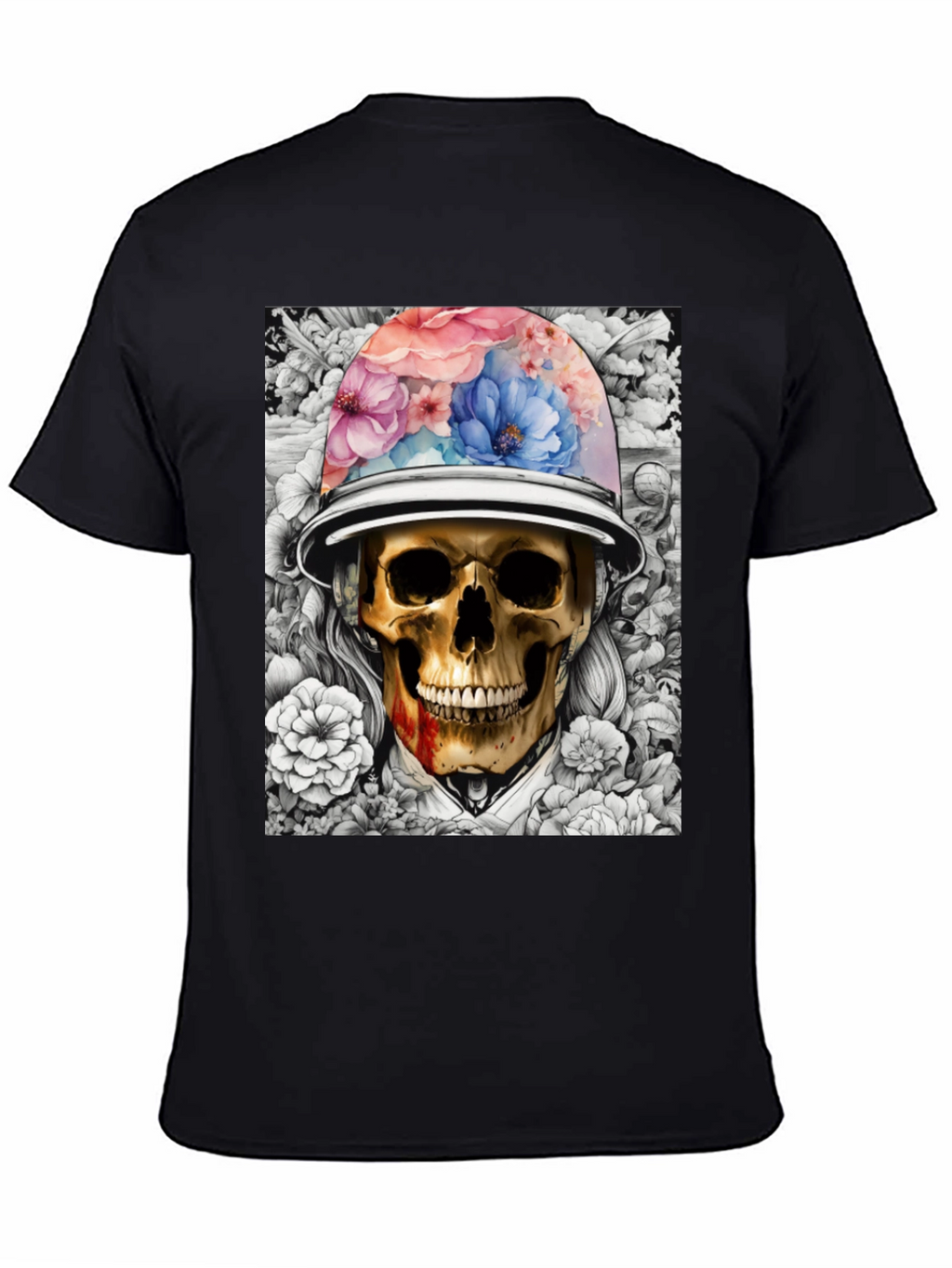 Skull & Flowers Graphic T-Shirt - Edgy Style