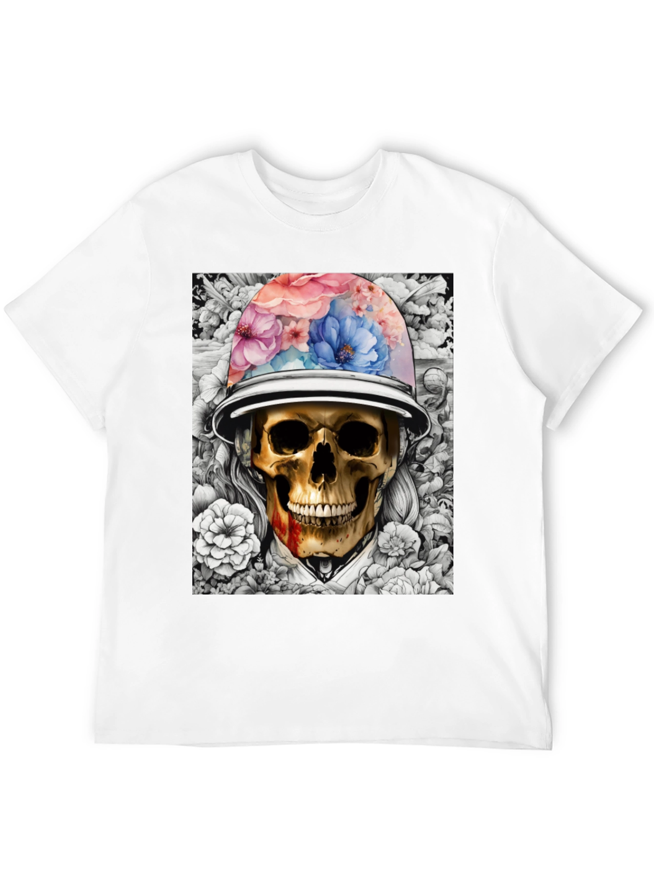 Skull & Flowers Graphic T-Shirt - Edgy Style