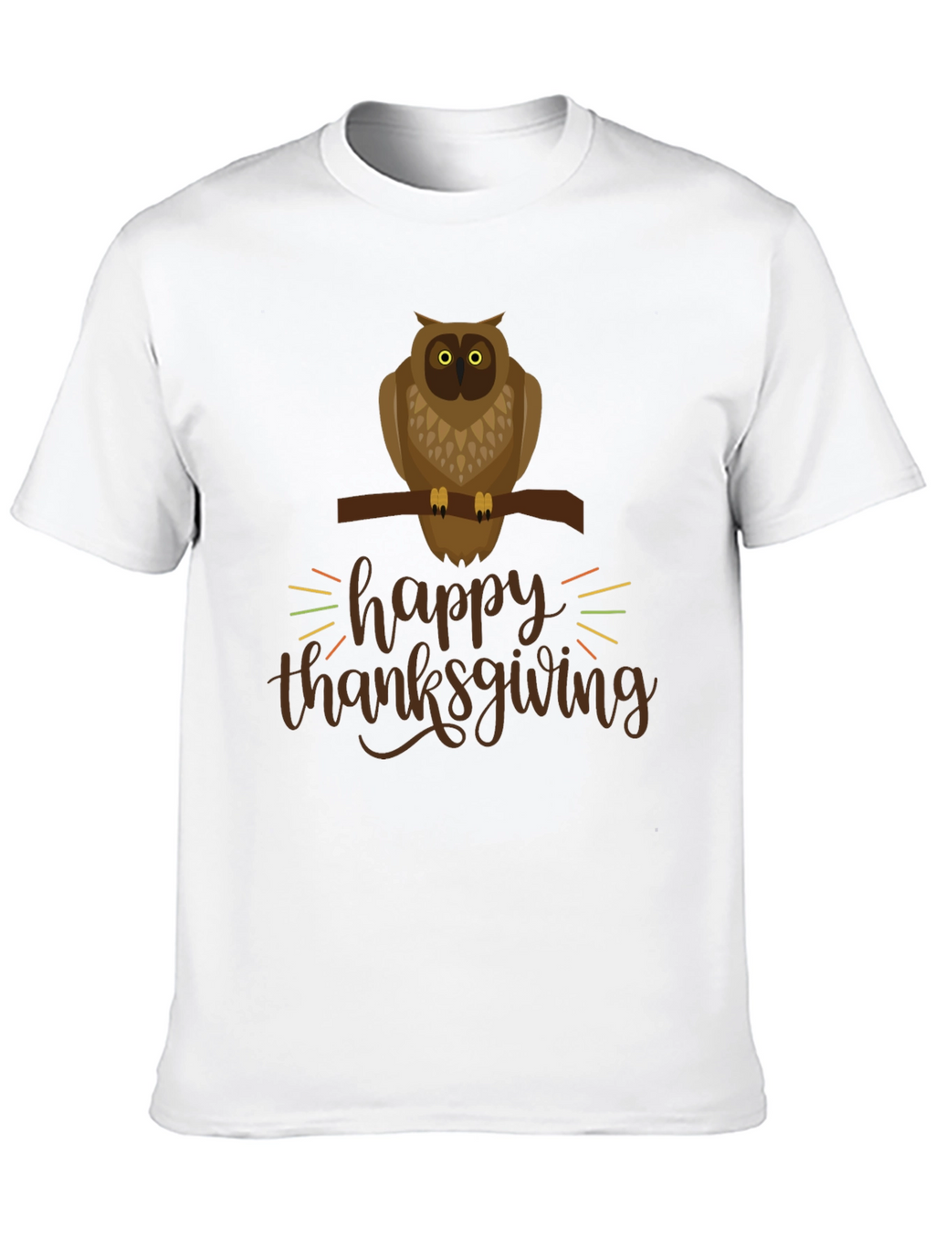 Happy Thanksgiving Owl Graphic Tee - Black