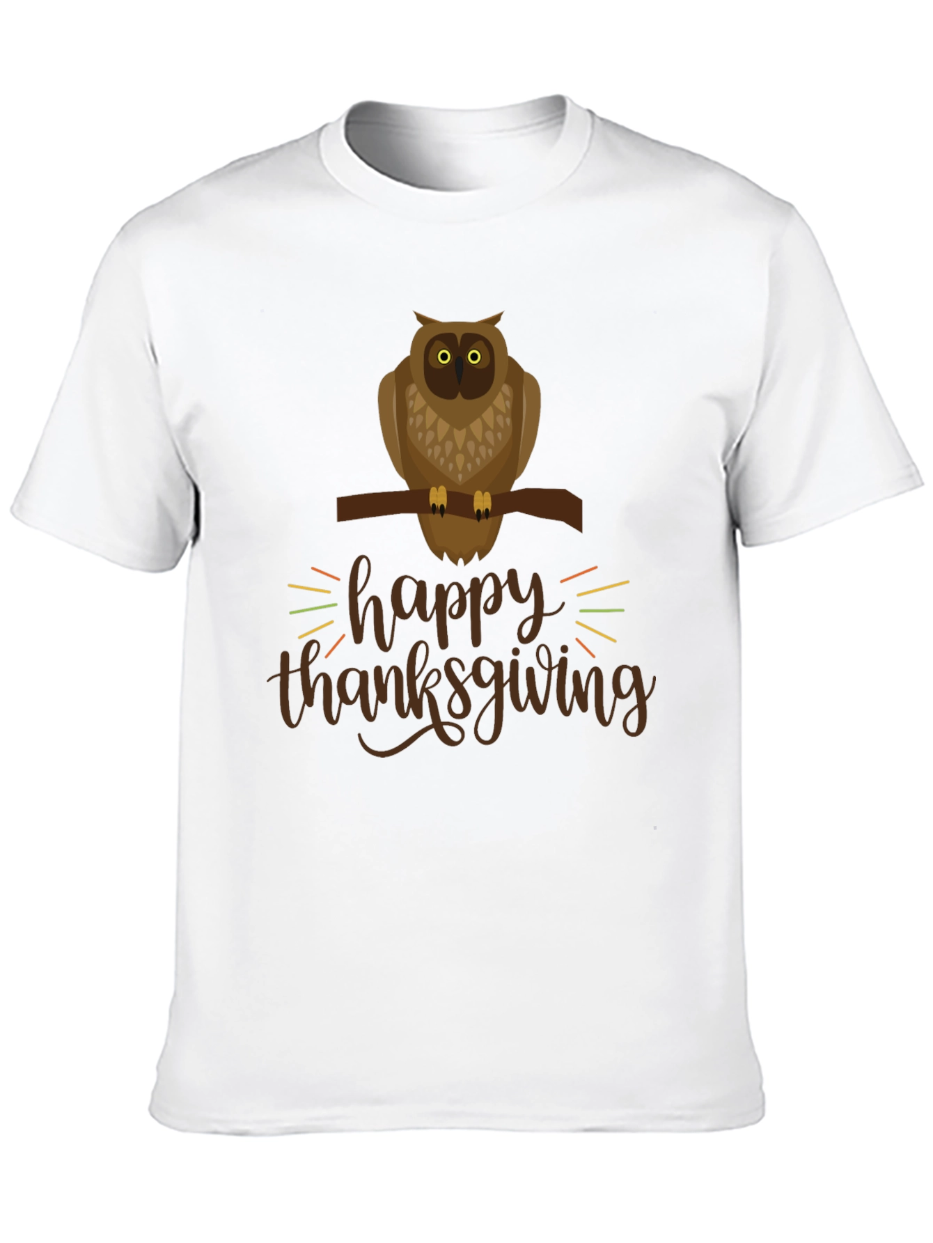 Happy Thanksgiving Owl Graphic Tee - Black