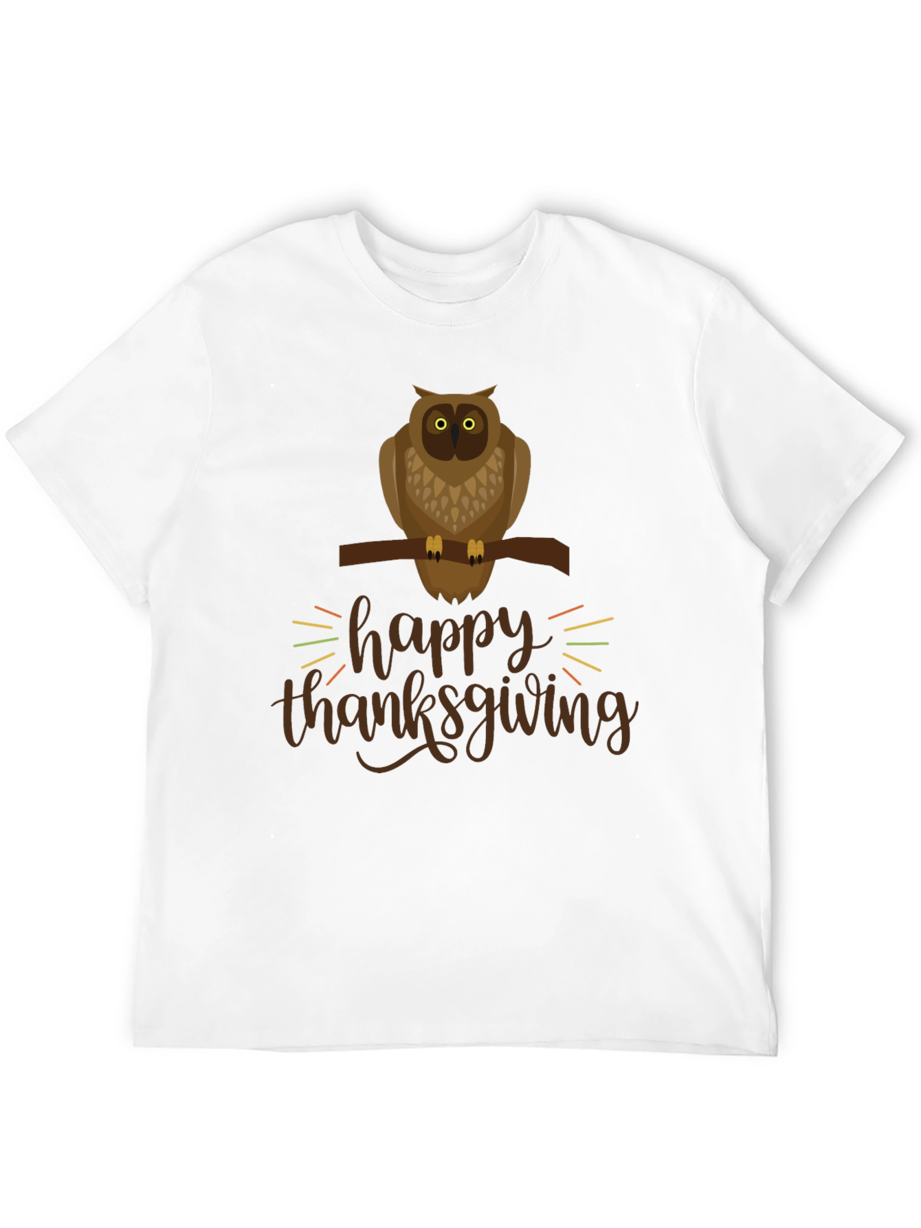 Happy Thanksgiving Owl Graphic Tee - Black