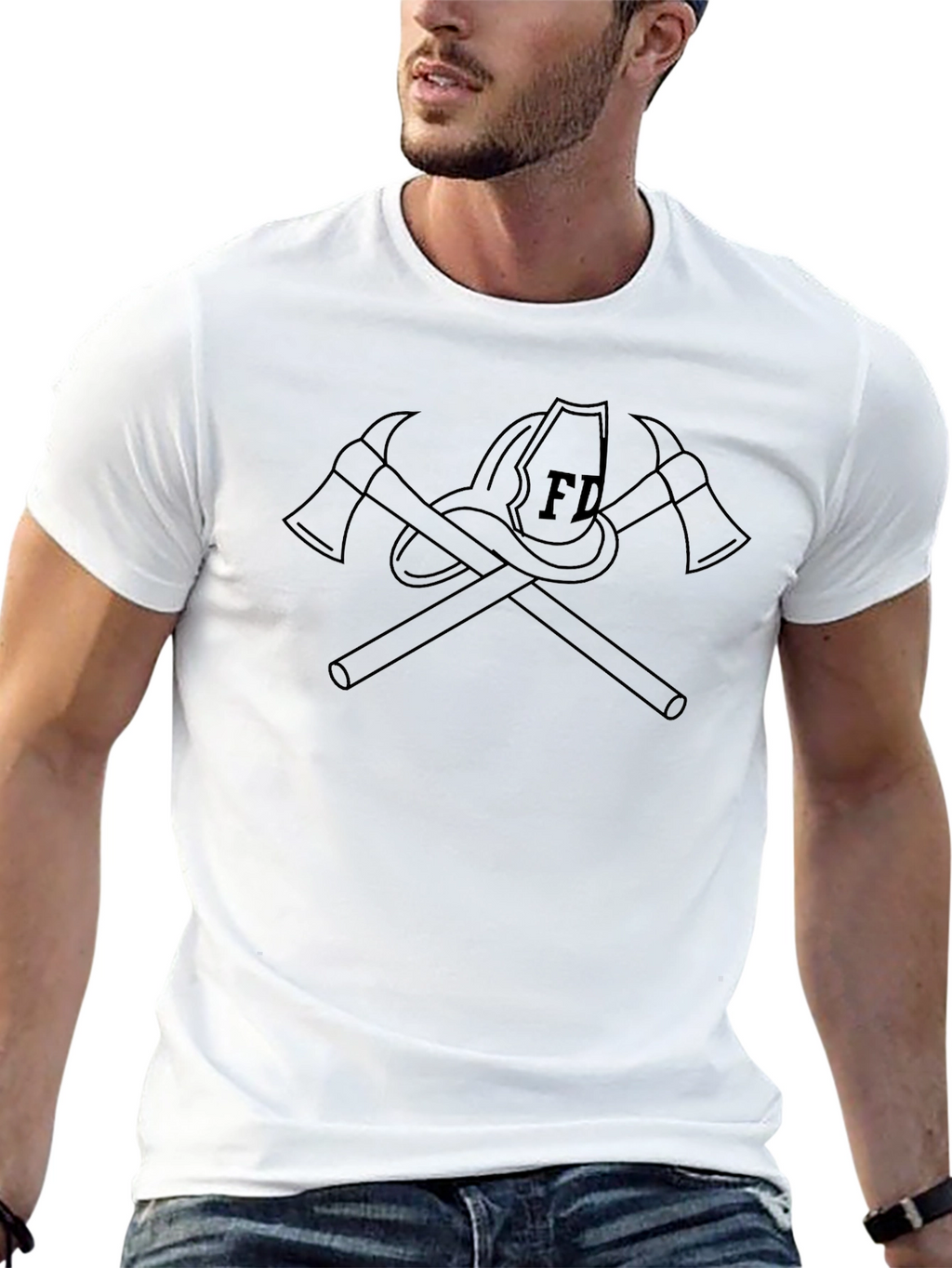 Firefighter Axe & Helmet Graphic T-Shirt