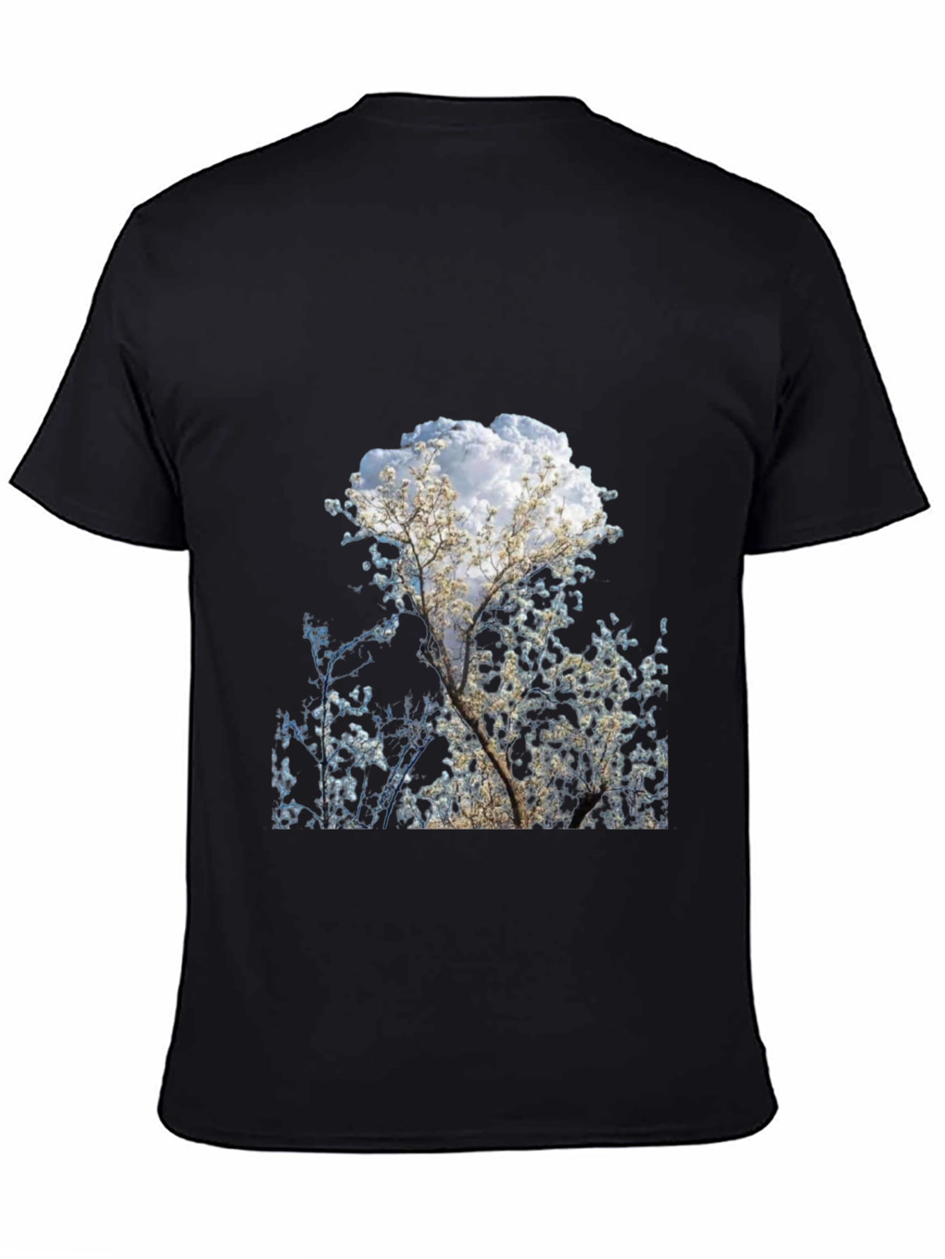 Tree Print Black T-Shirt - Nature Inspired Design