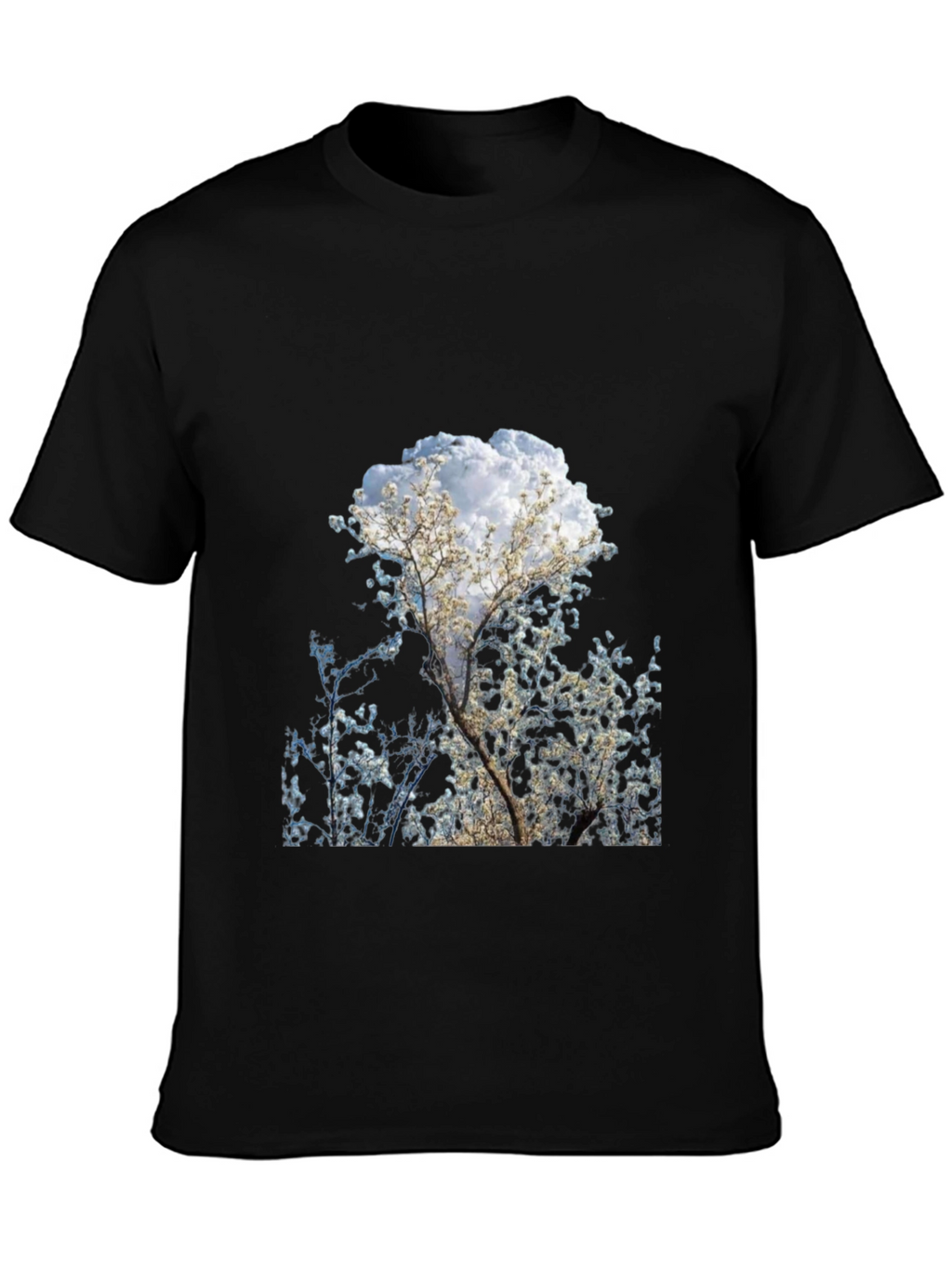 Tree Print Black T-Shirt - Nature Inspired Design