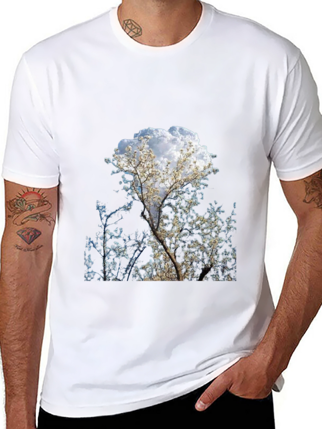 Tree Print Black T-Shirt - Nature Inspired Design
