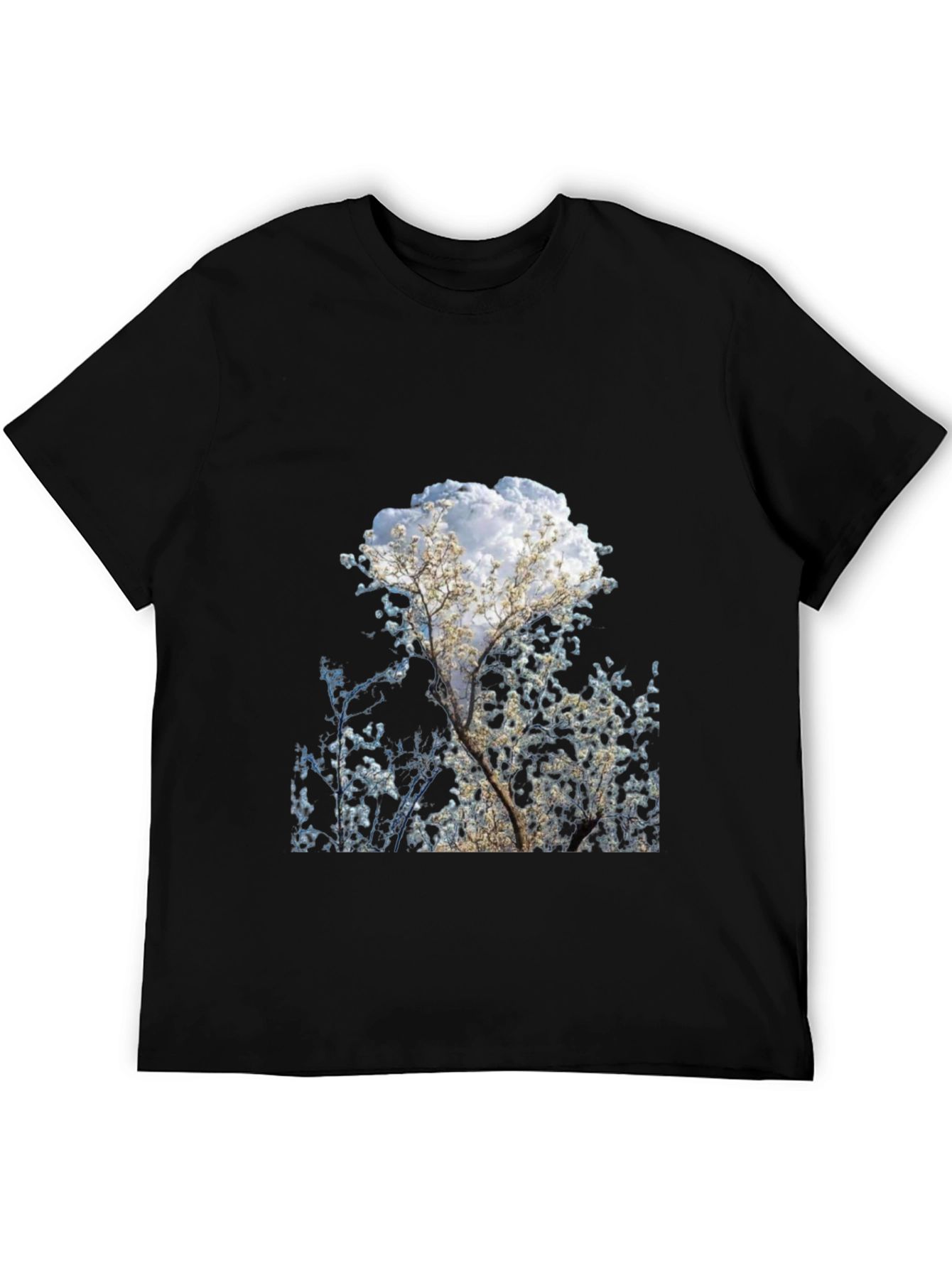Tree Print Black T-Shirt - Nature Inspired Design